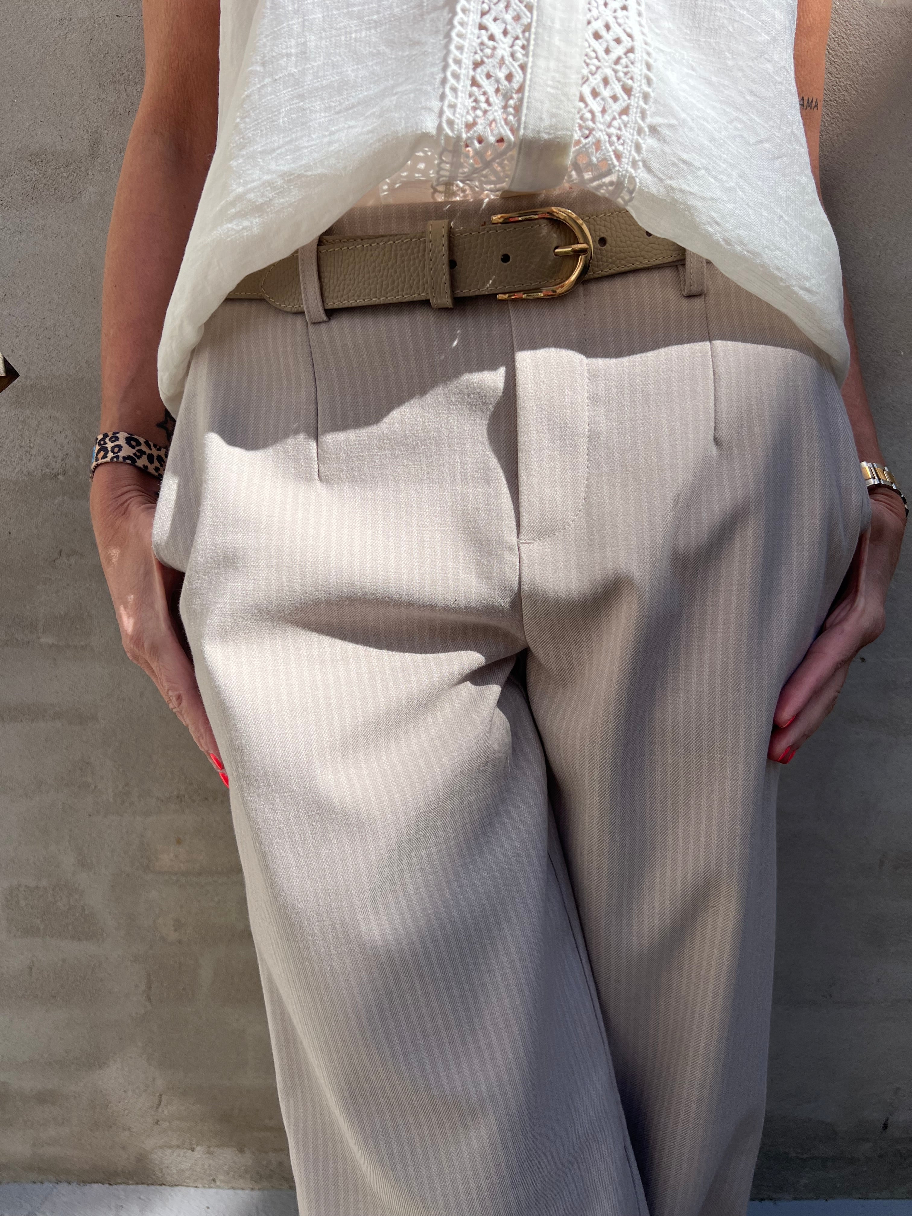 Lisa Wide Pant Sandshell/Cloud Dancer