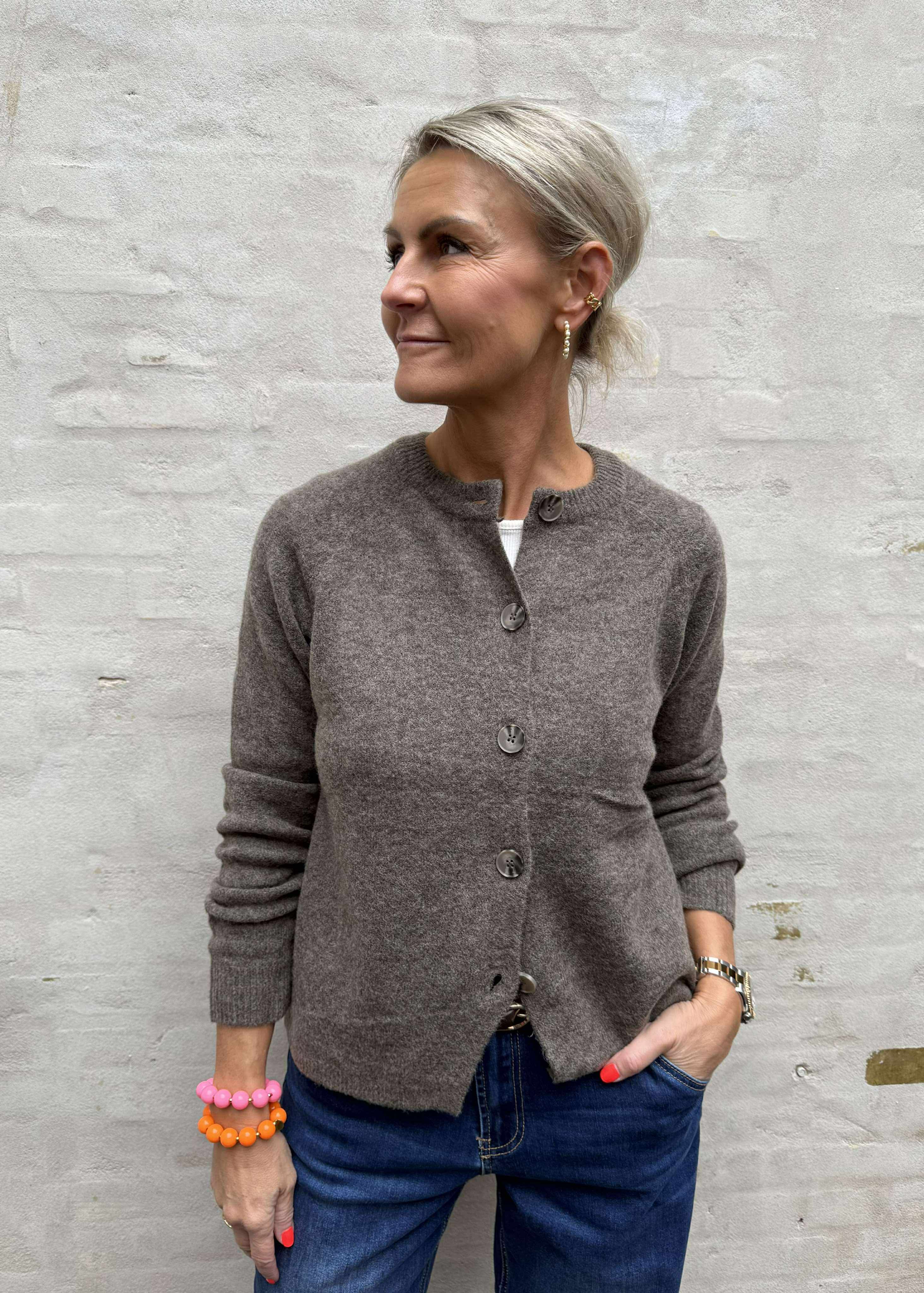 JIKO LS KNIT CARDIGAN - Morel