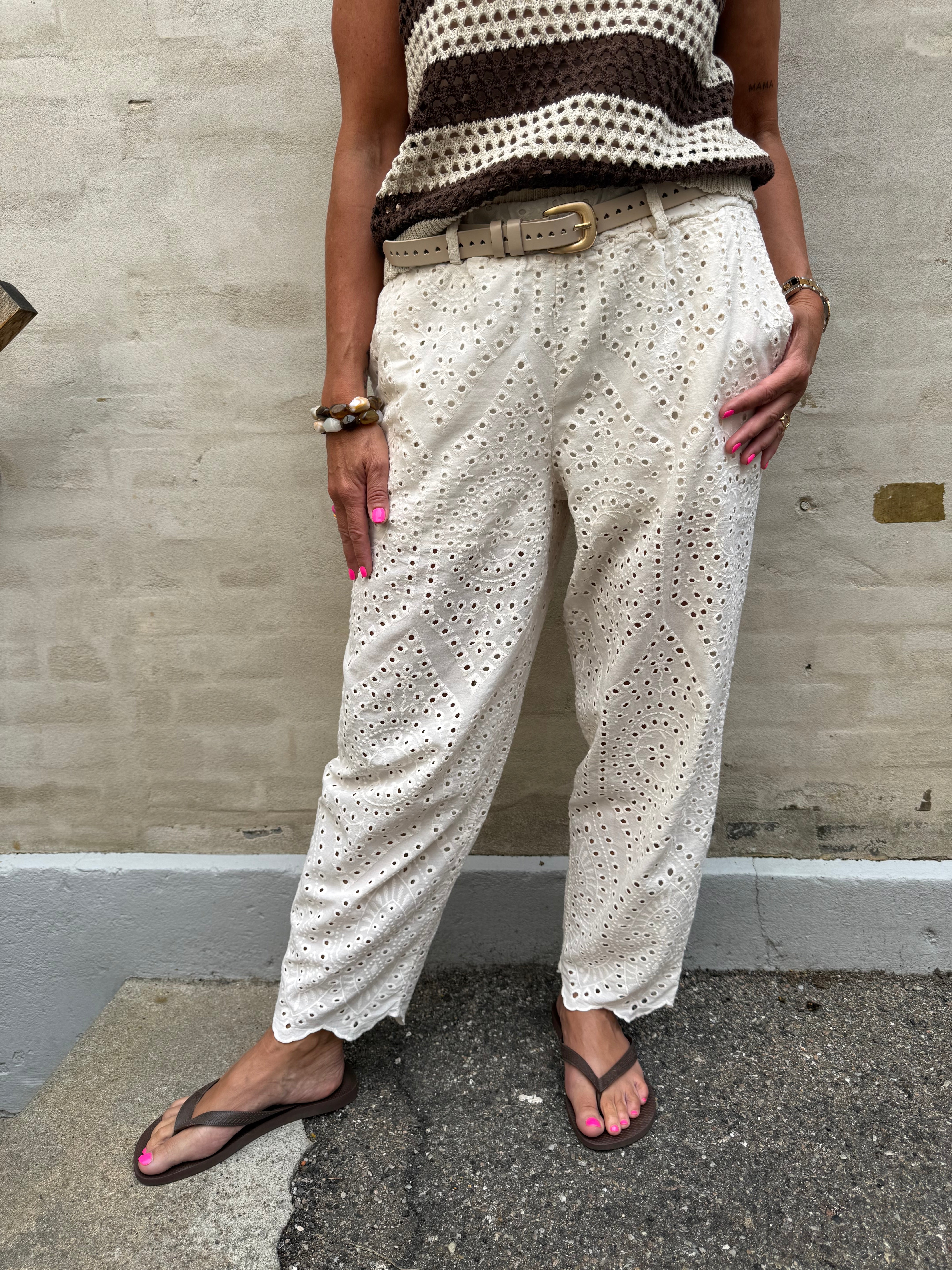 FREY barrel lace pant - Creme