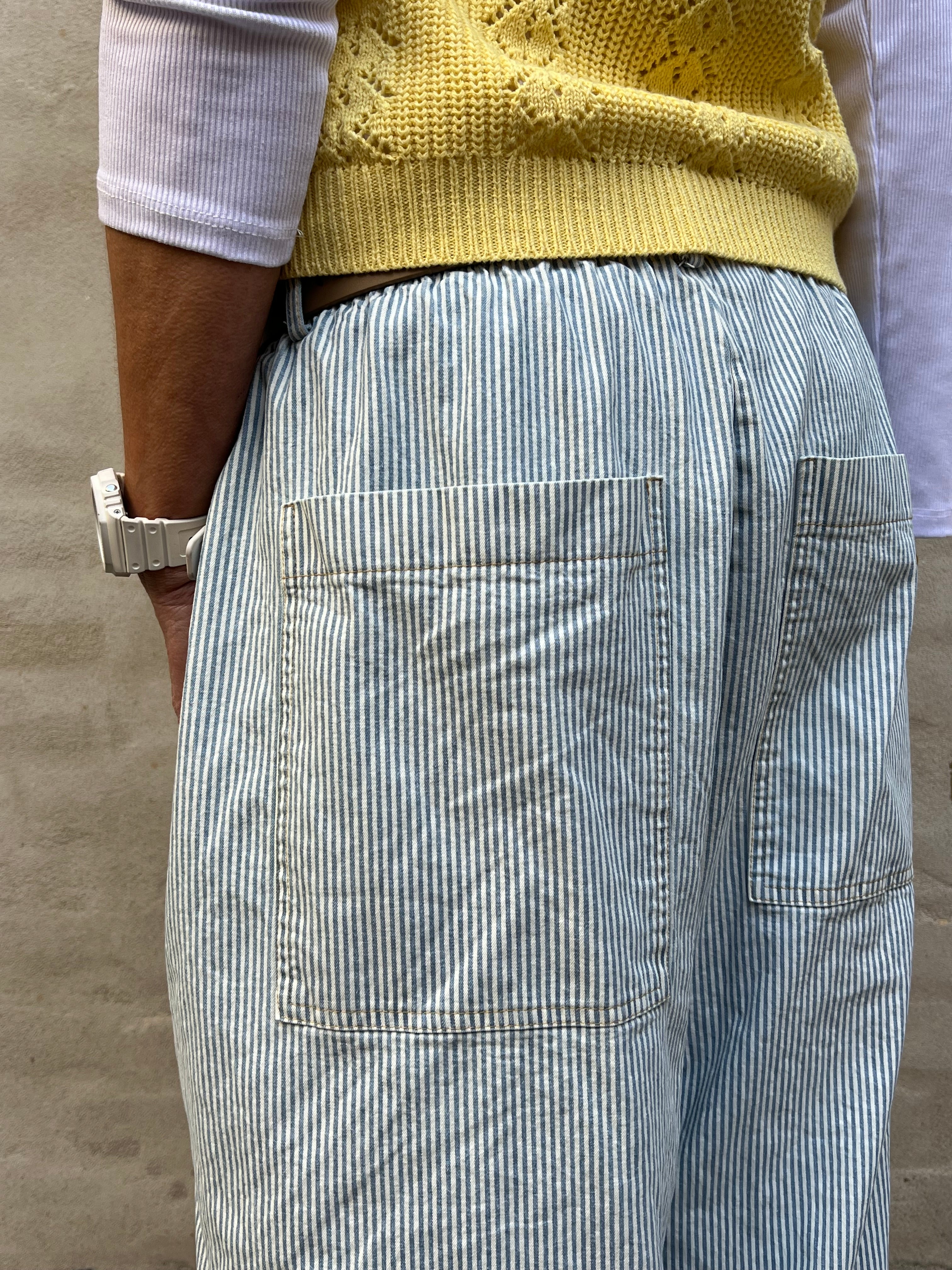 Paola randiga byxor - ljusblå