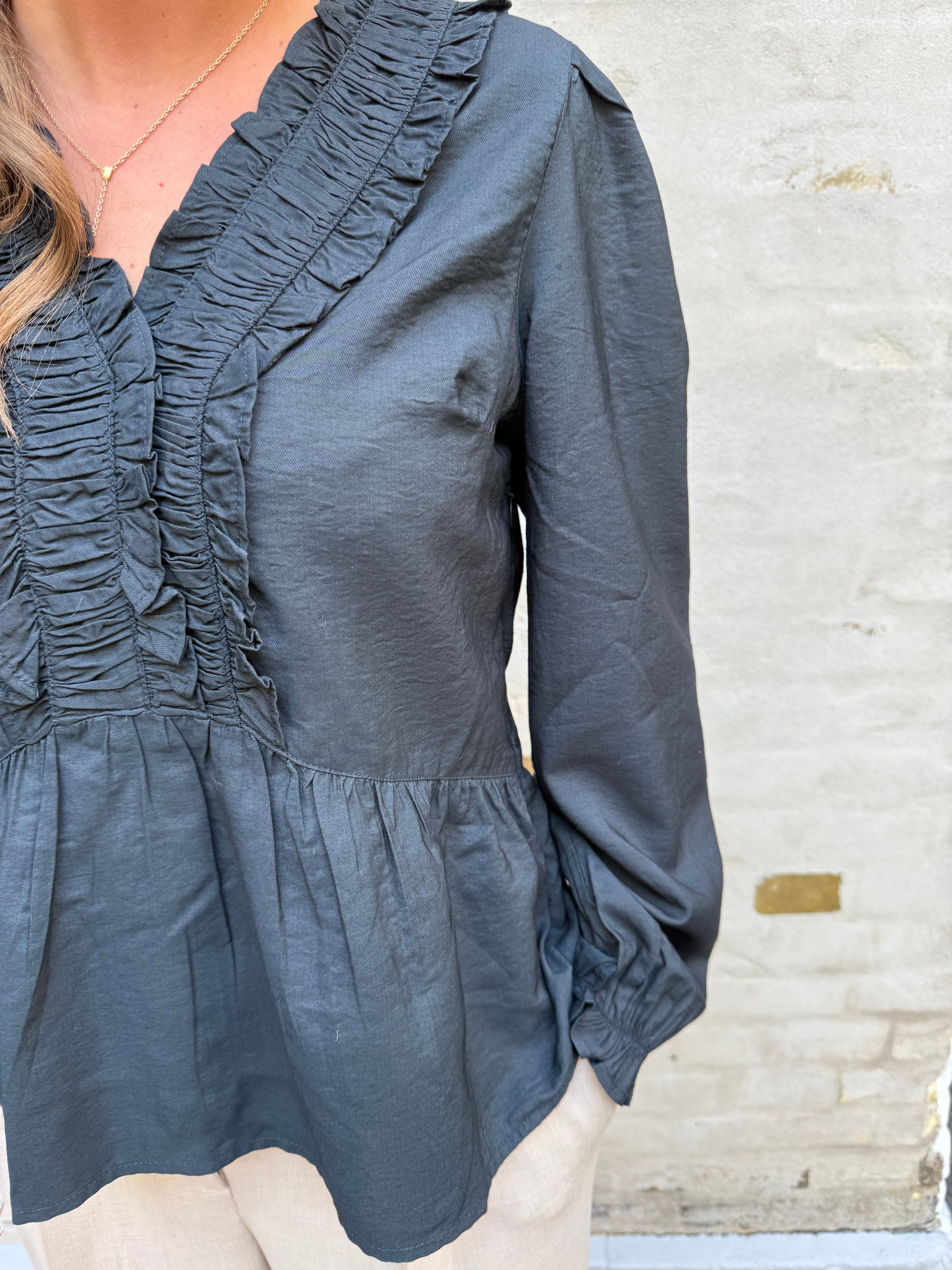 Melfy Structure Blouse - Navy