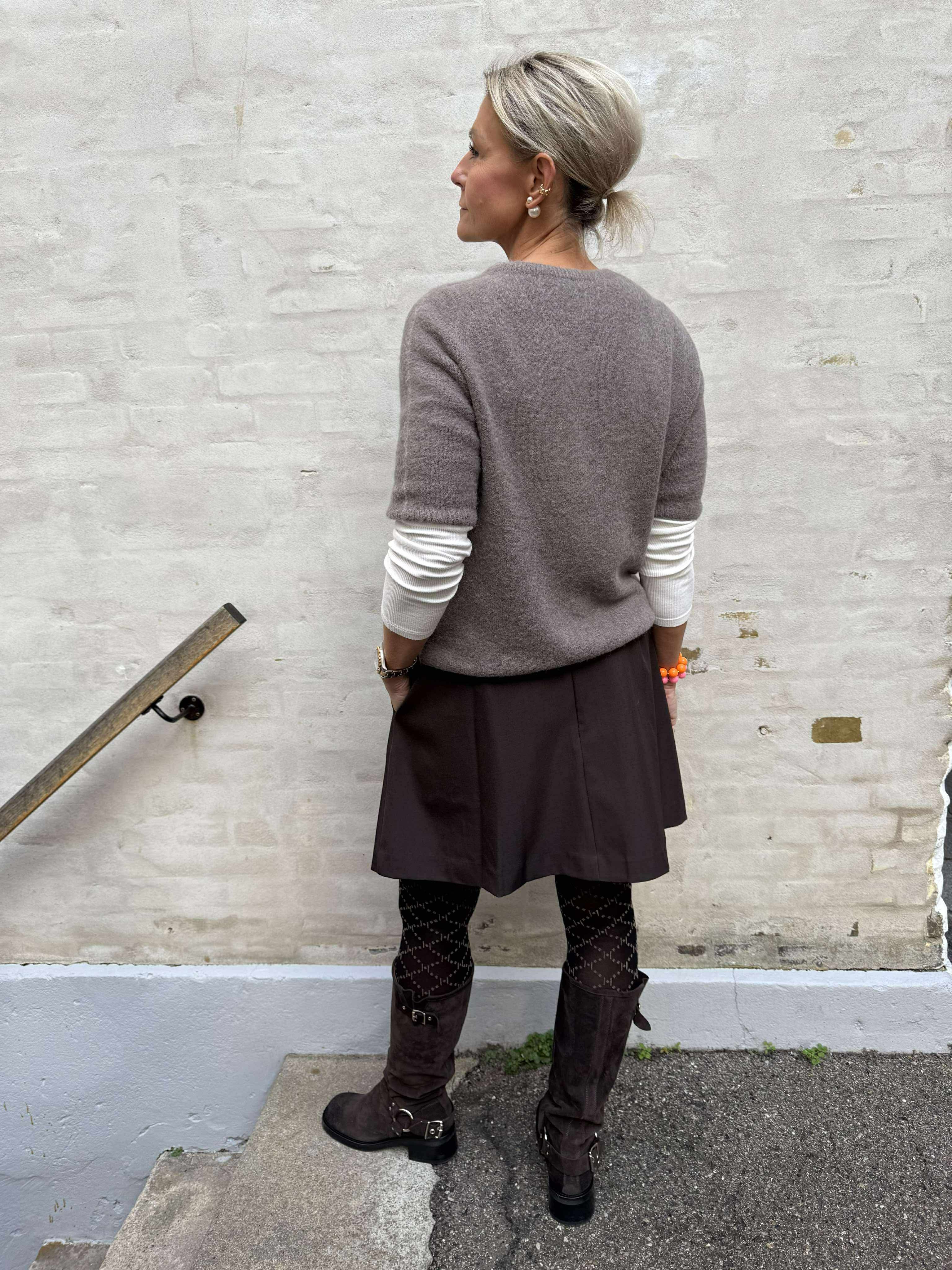 LunaCC Pocket Pleat Mini Skirt - Dark Brown