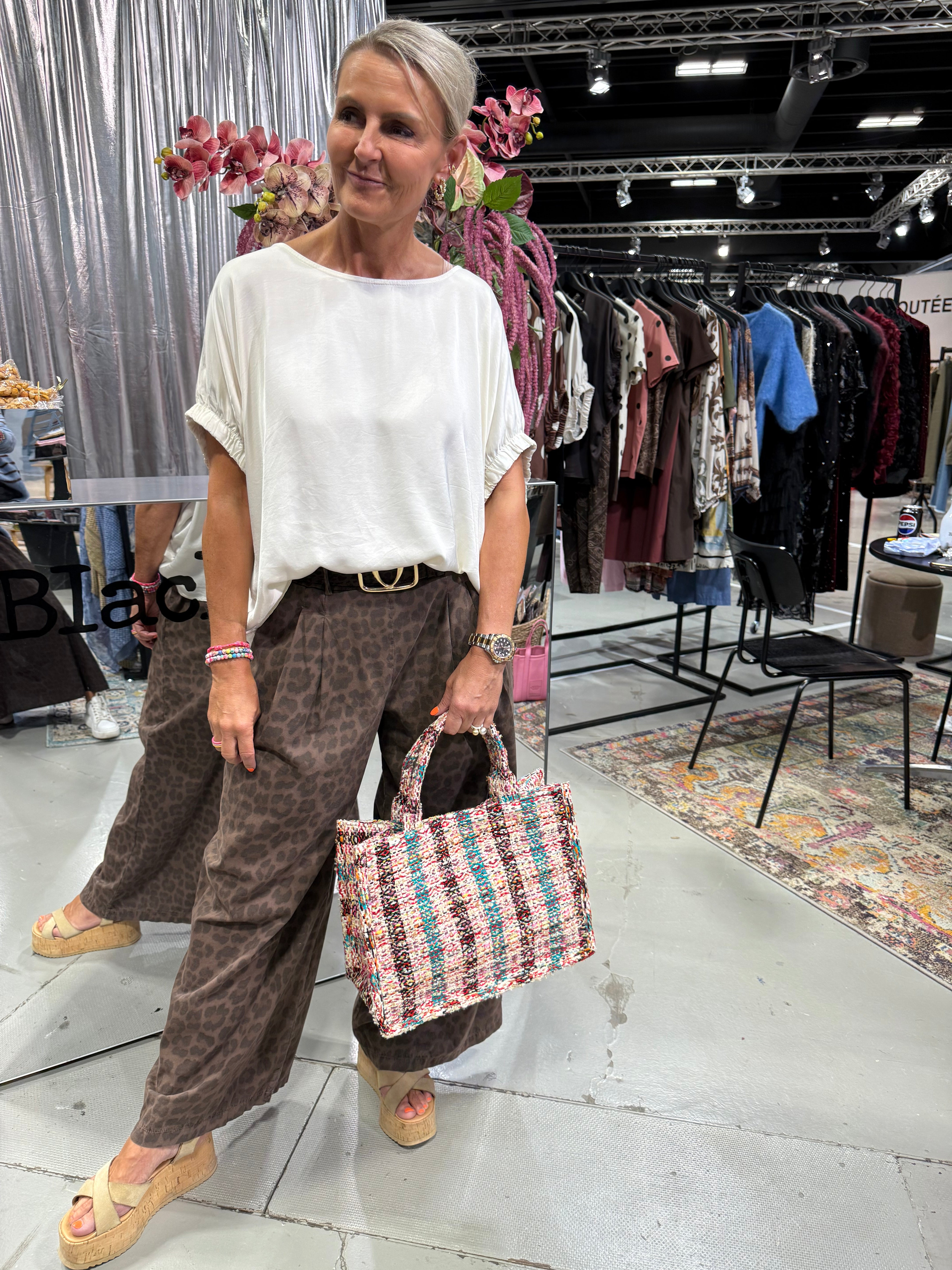 ABBIE wideleg pant - Mocca Leo