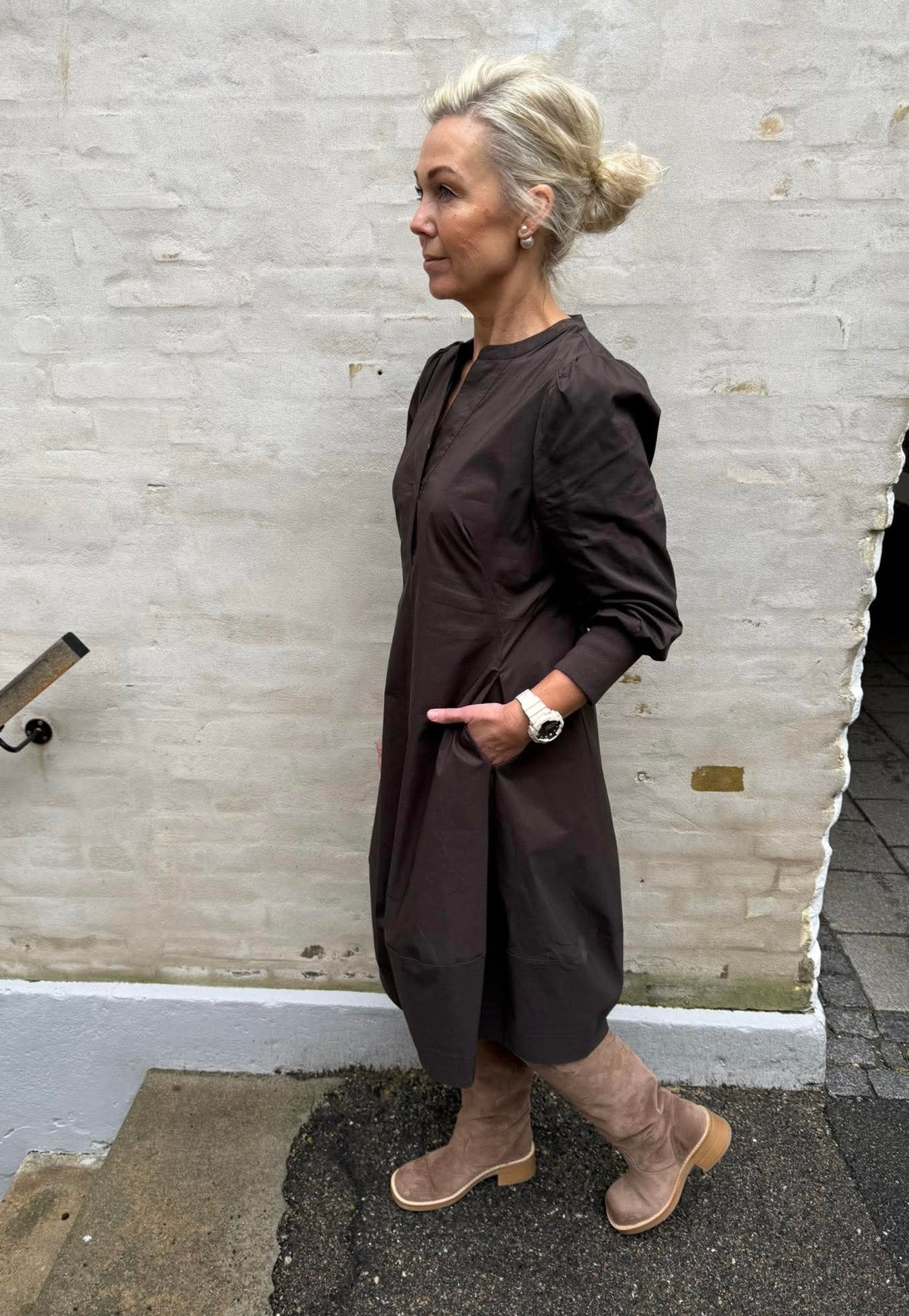 Antoinett 3/4 sleeve dress - Demitasse