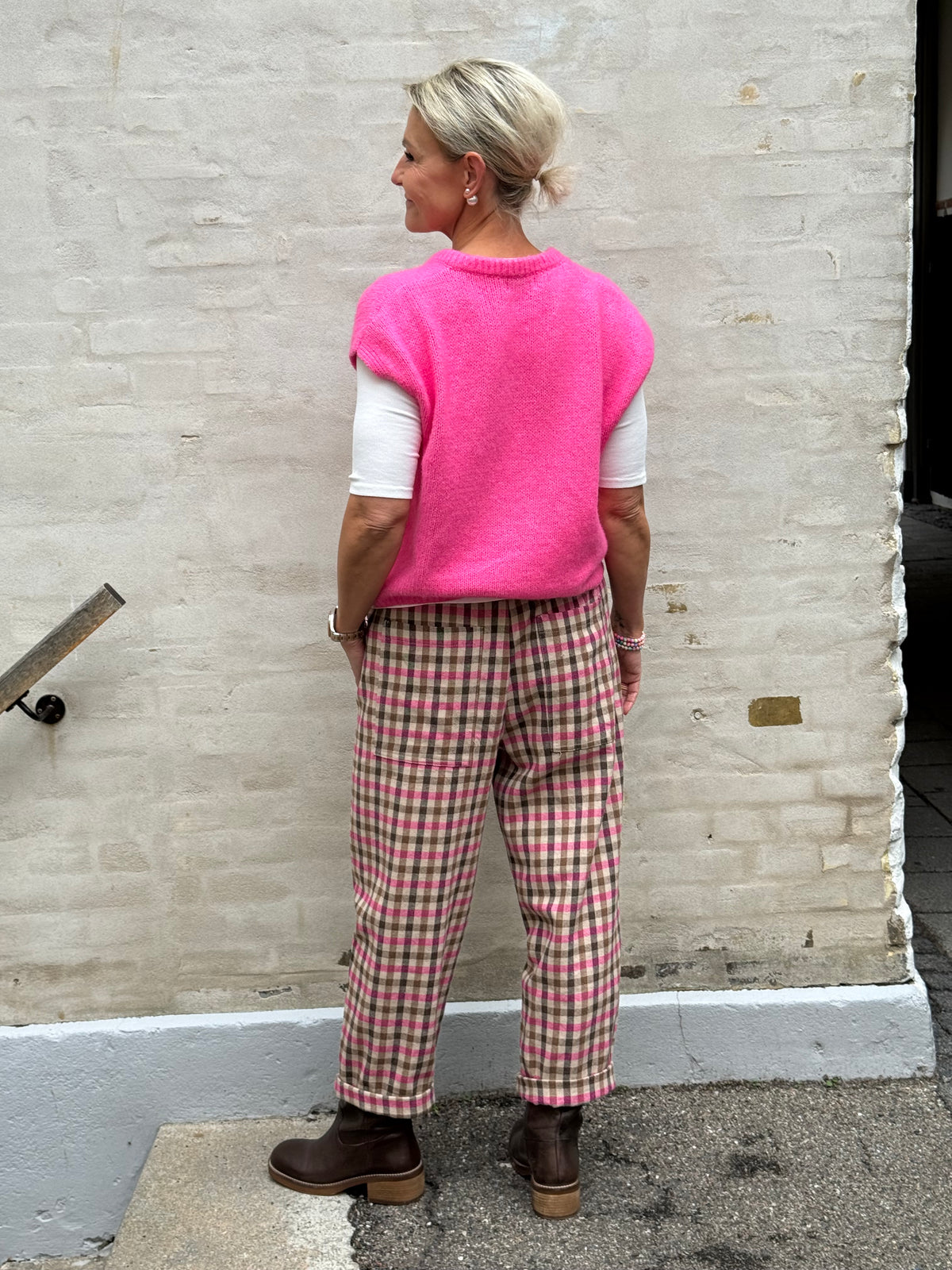 Lotta Check Pants - Fuchsia/Brown/Beige