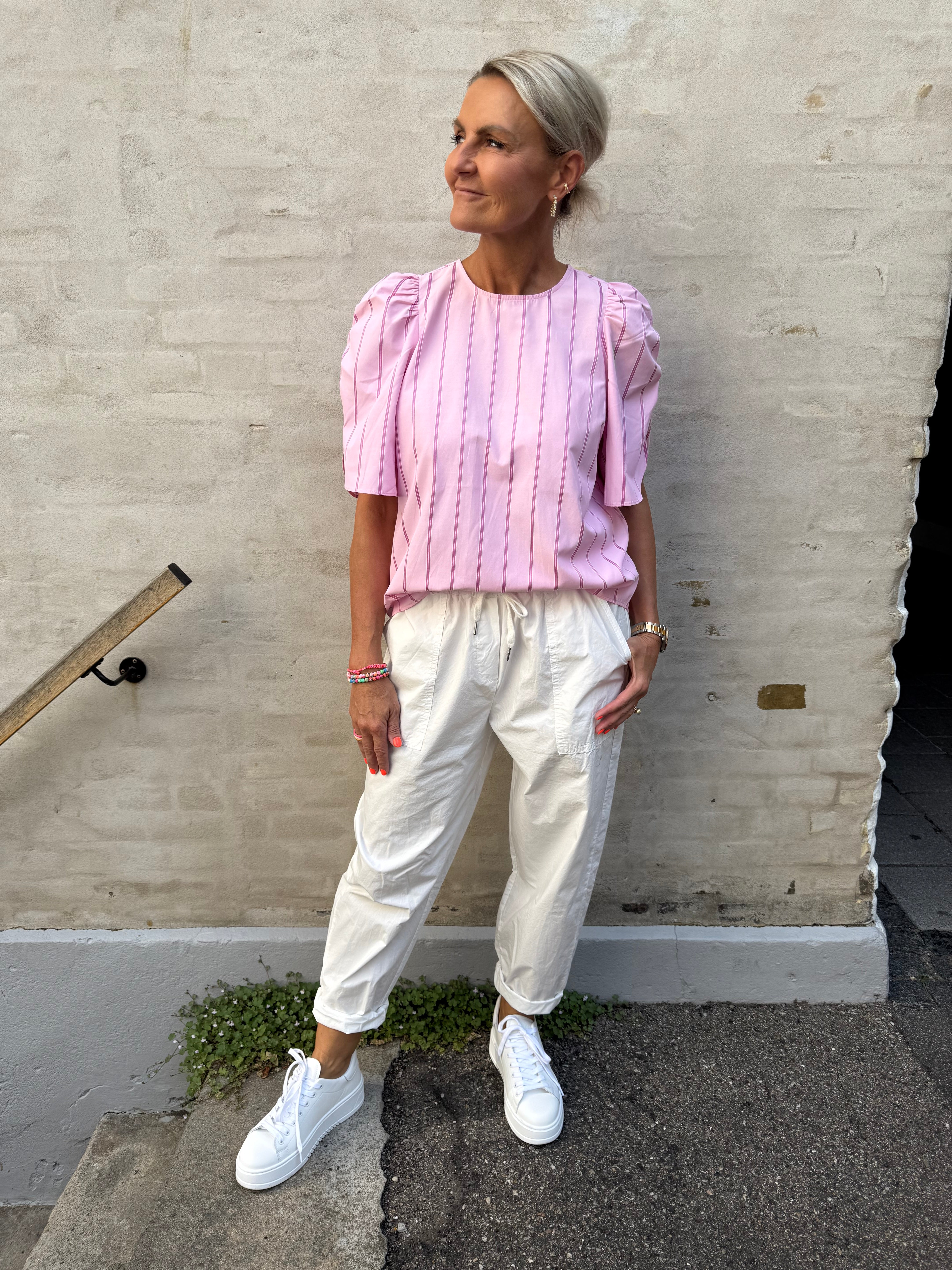 Rosalina Stripe Blouse - Pale Pink