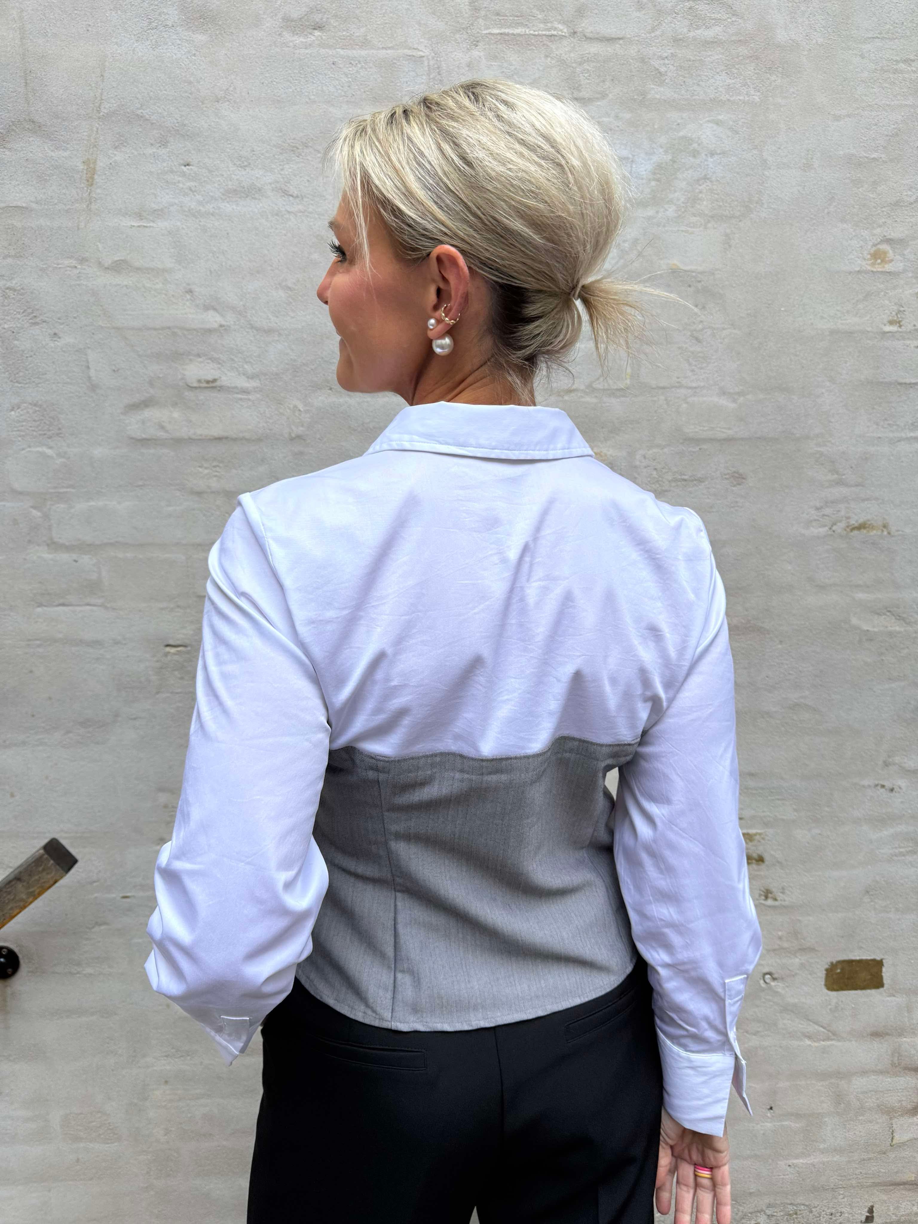 PollyCC Corsage Mix Shirt - White