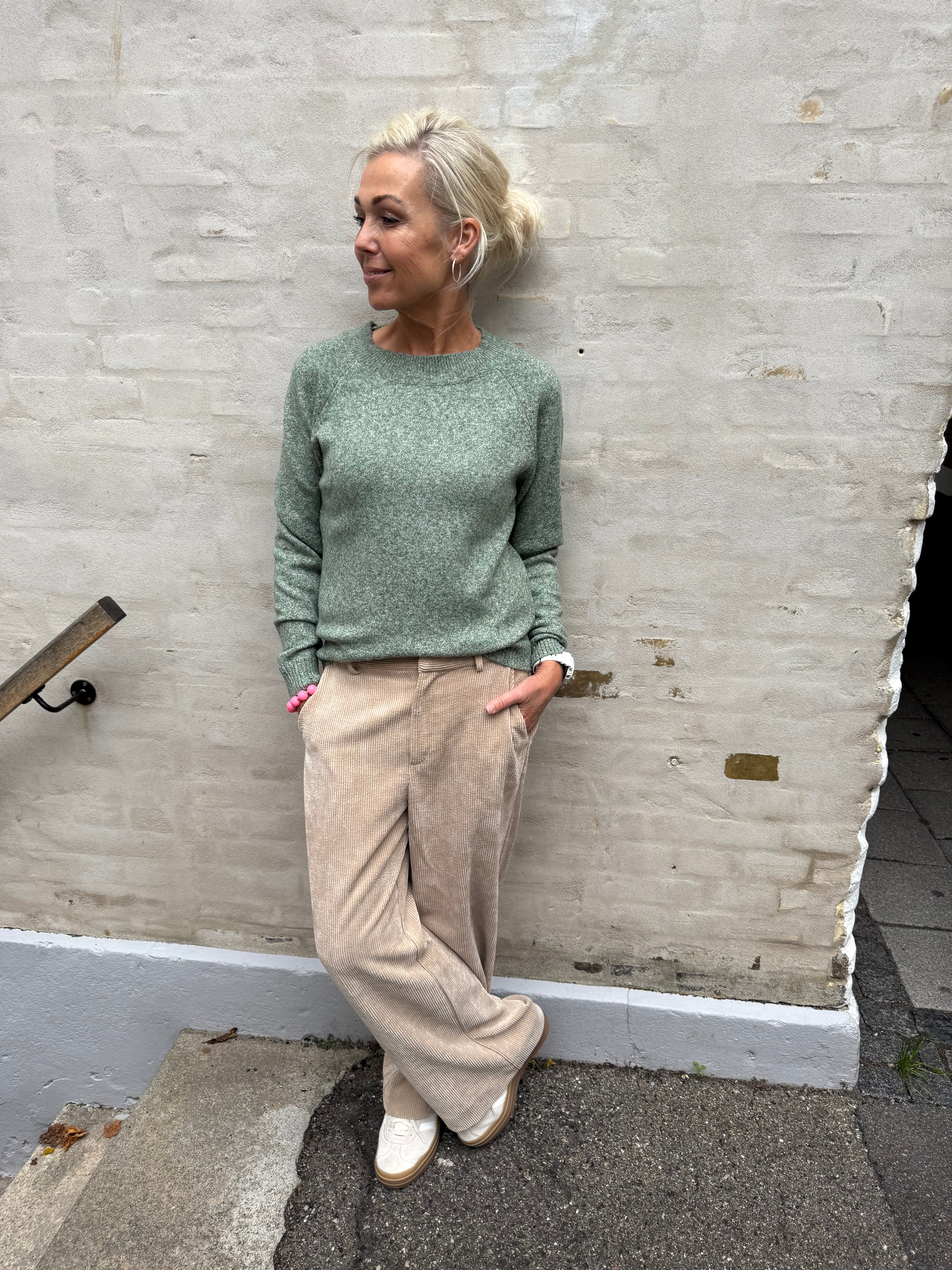 DOFFY O-NECK BLOUSE - Laurel Wreath MELANGE