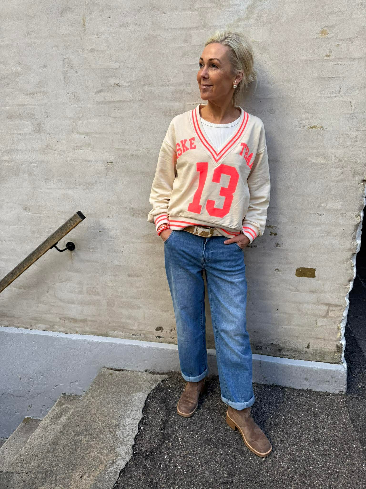 Basket Sweatshirt - Beige/Coral