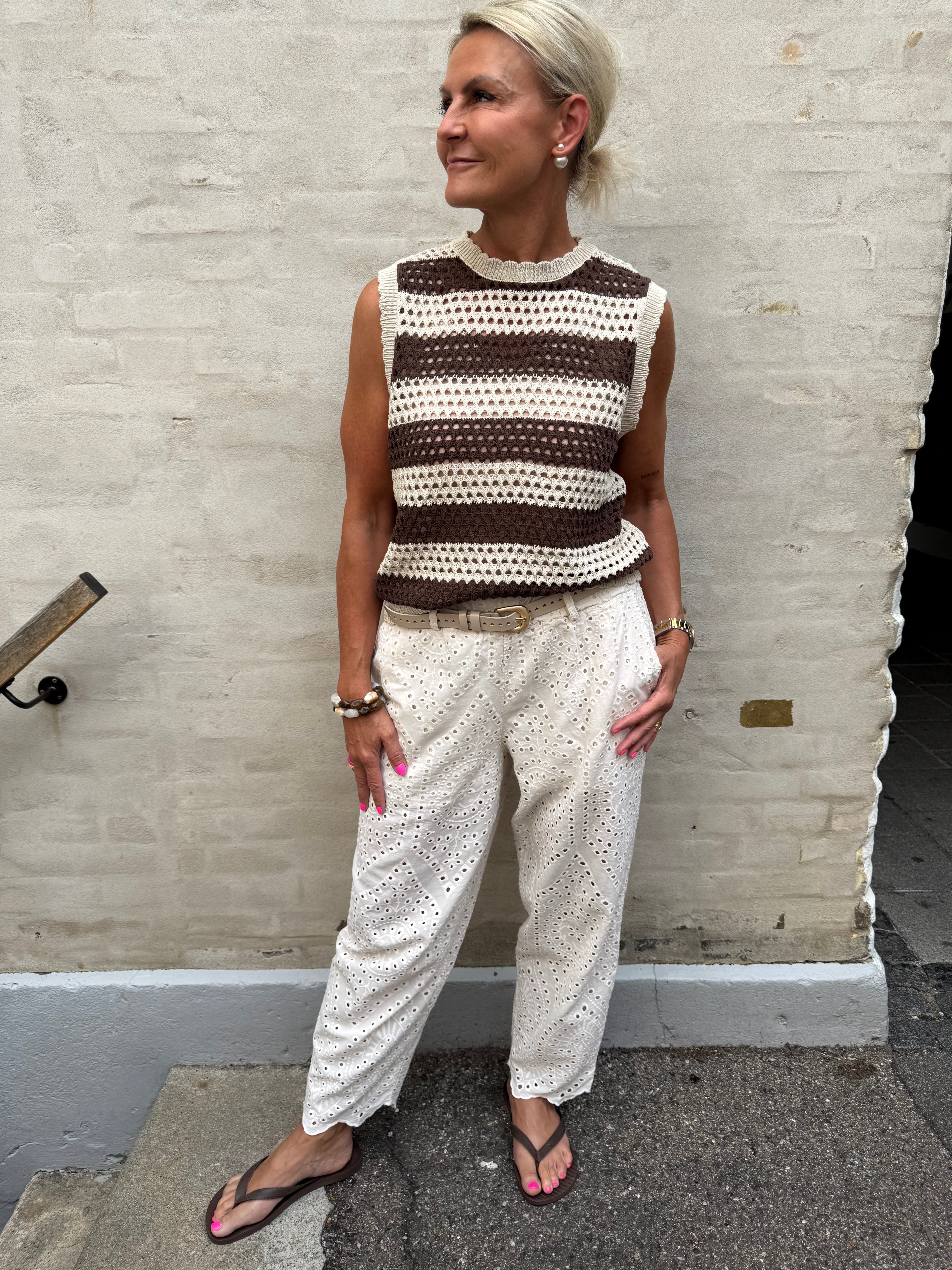 FREY barrel lace pant - Creme
