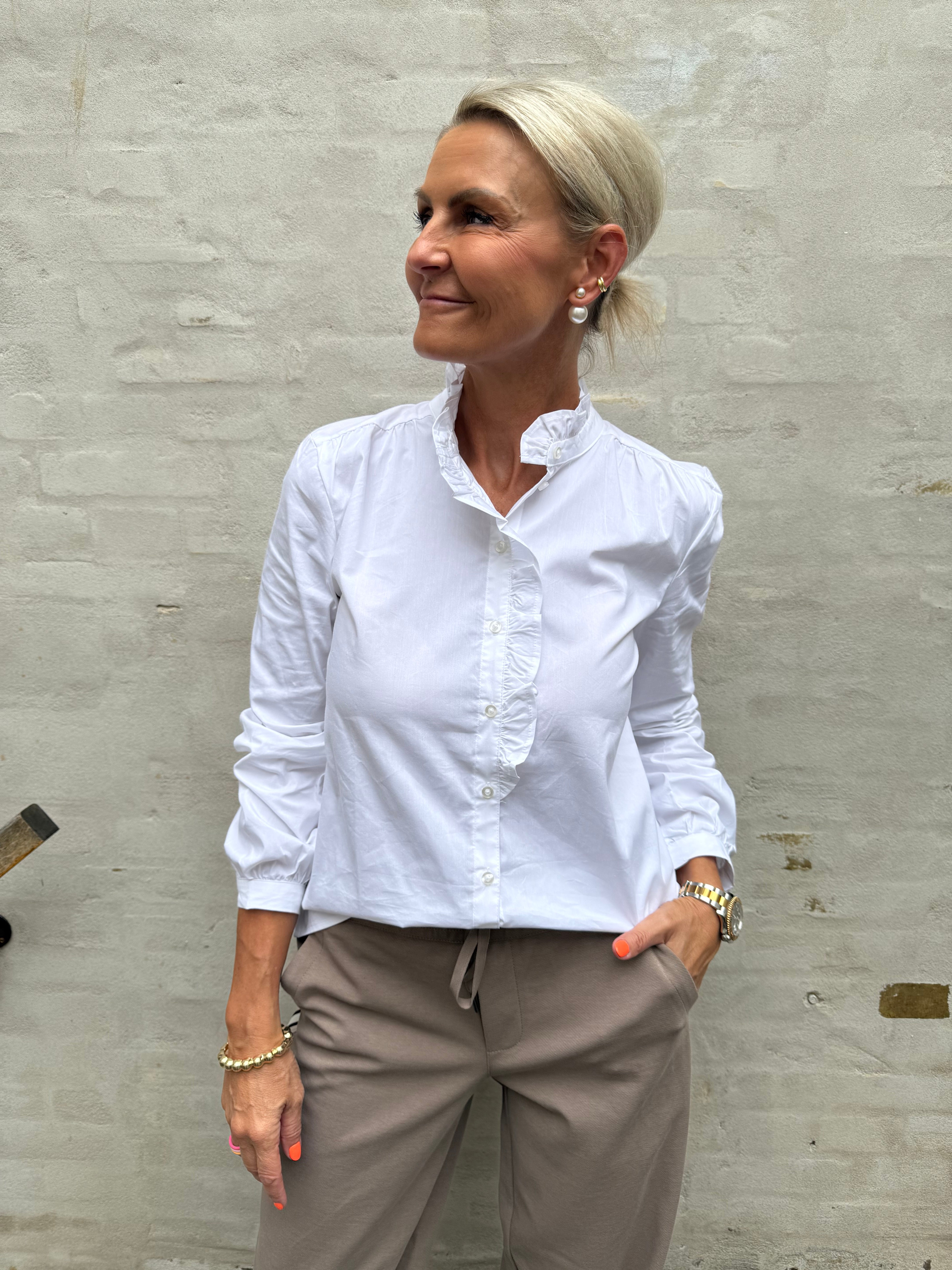 MIO FRILL Skjorte - White