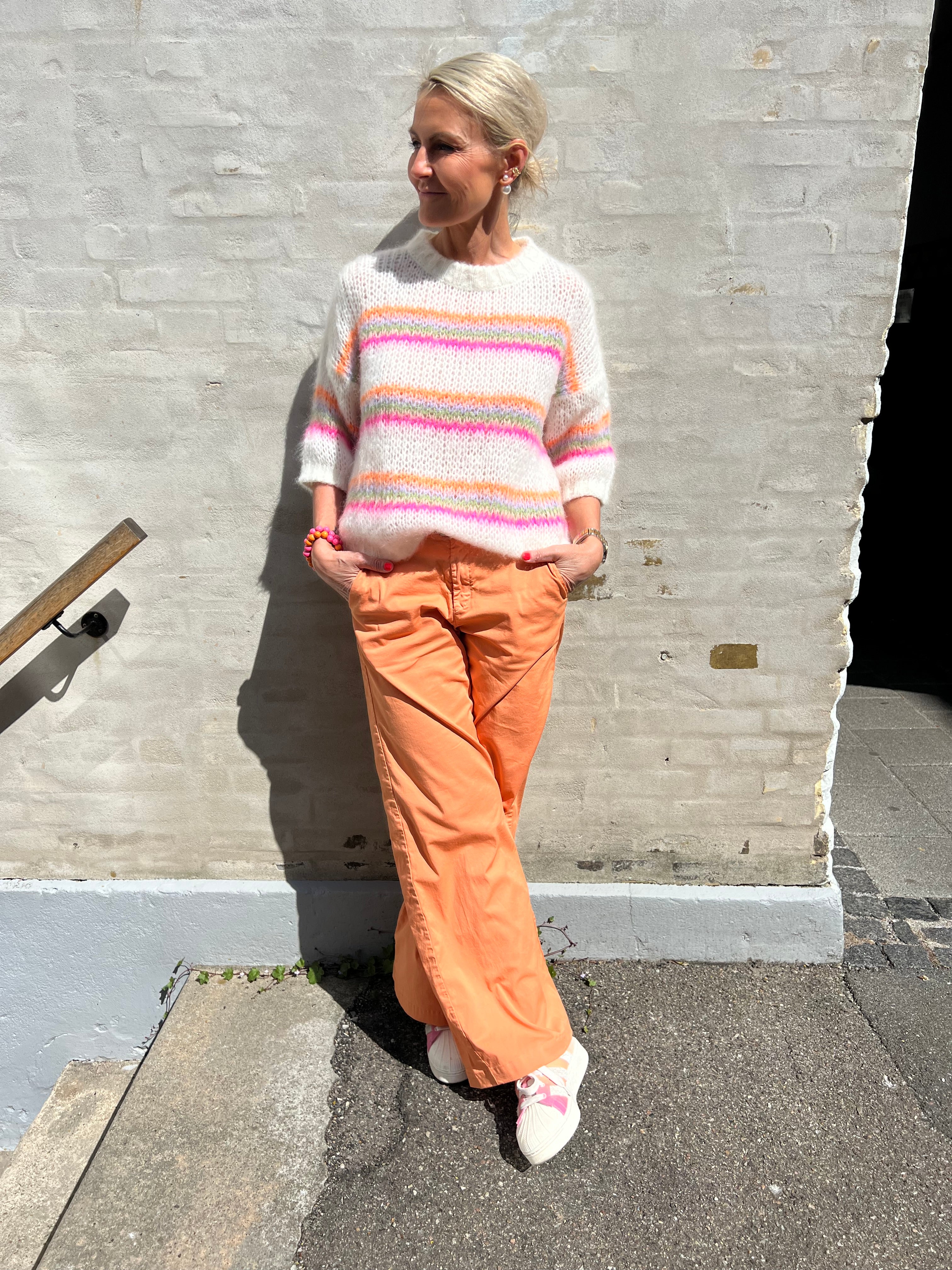 Minna striped jumper white neon