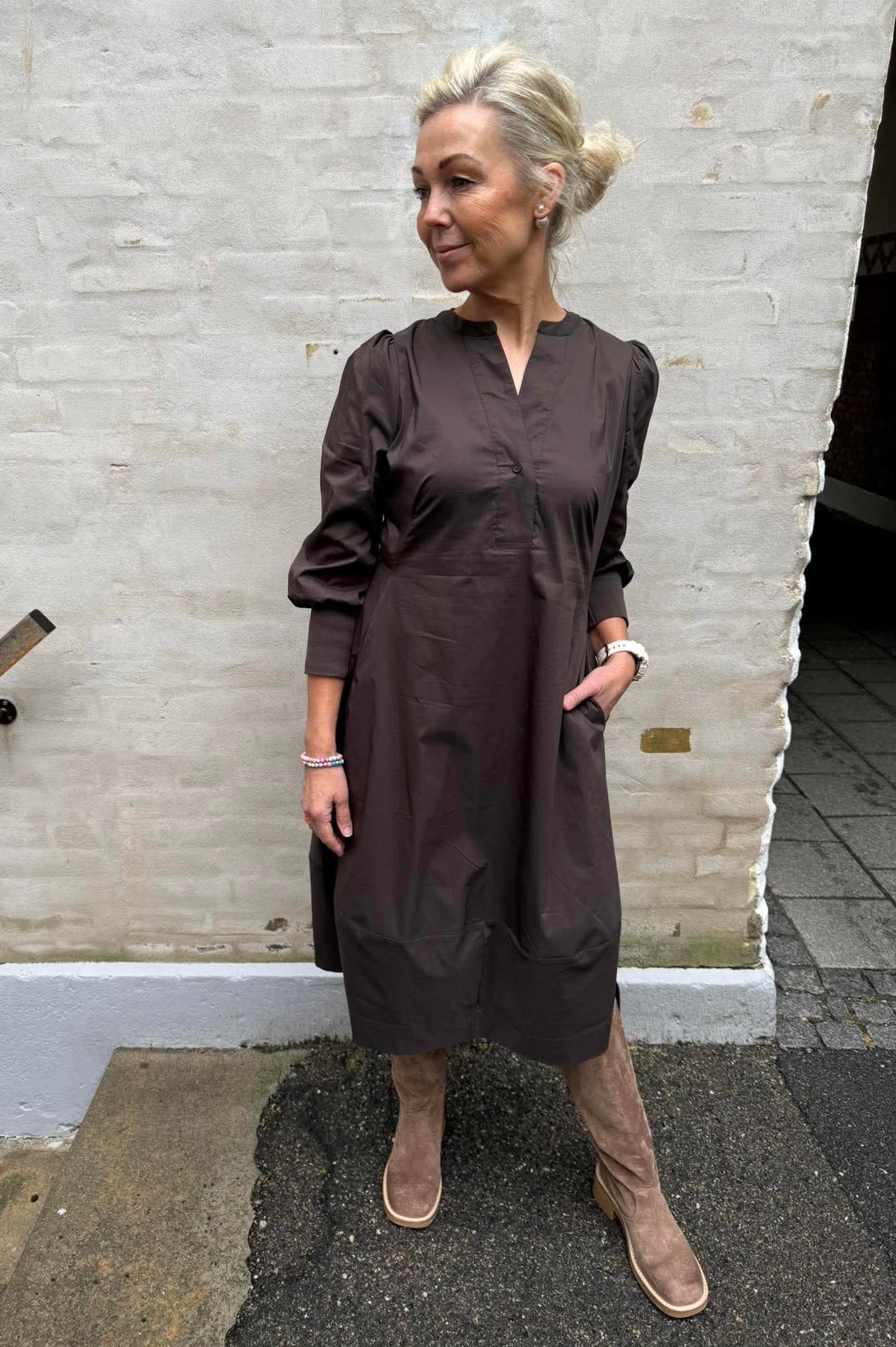 Antoinett 3/4 sleeve dress - Demitasse