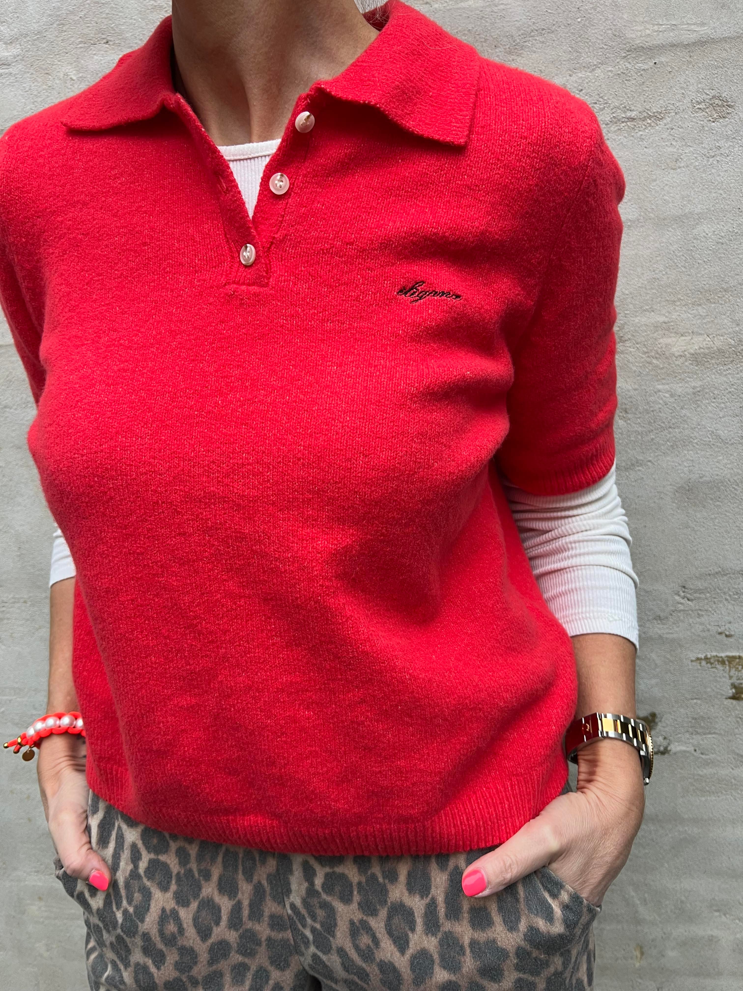 DEBBIE SS Knit Polo - Poinsettia