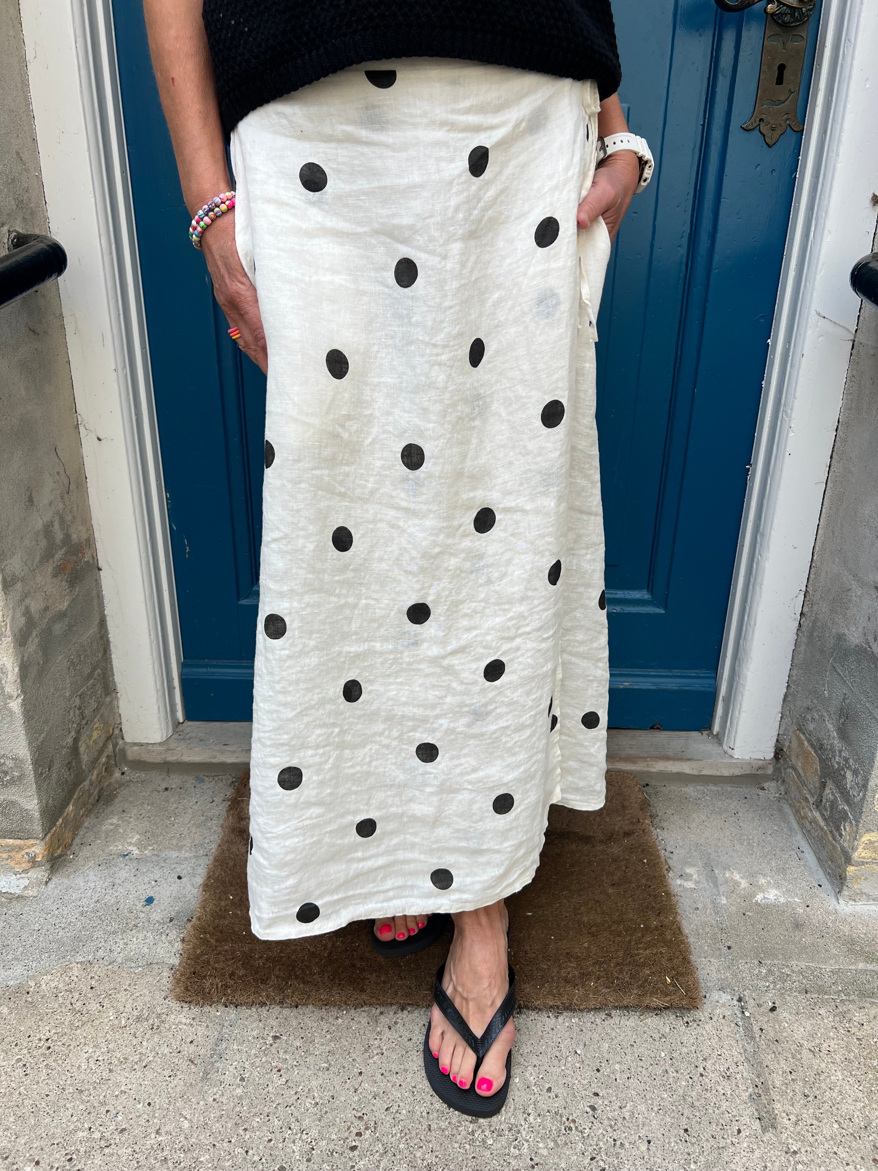 MELINA linen wrap skirt - Dot