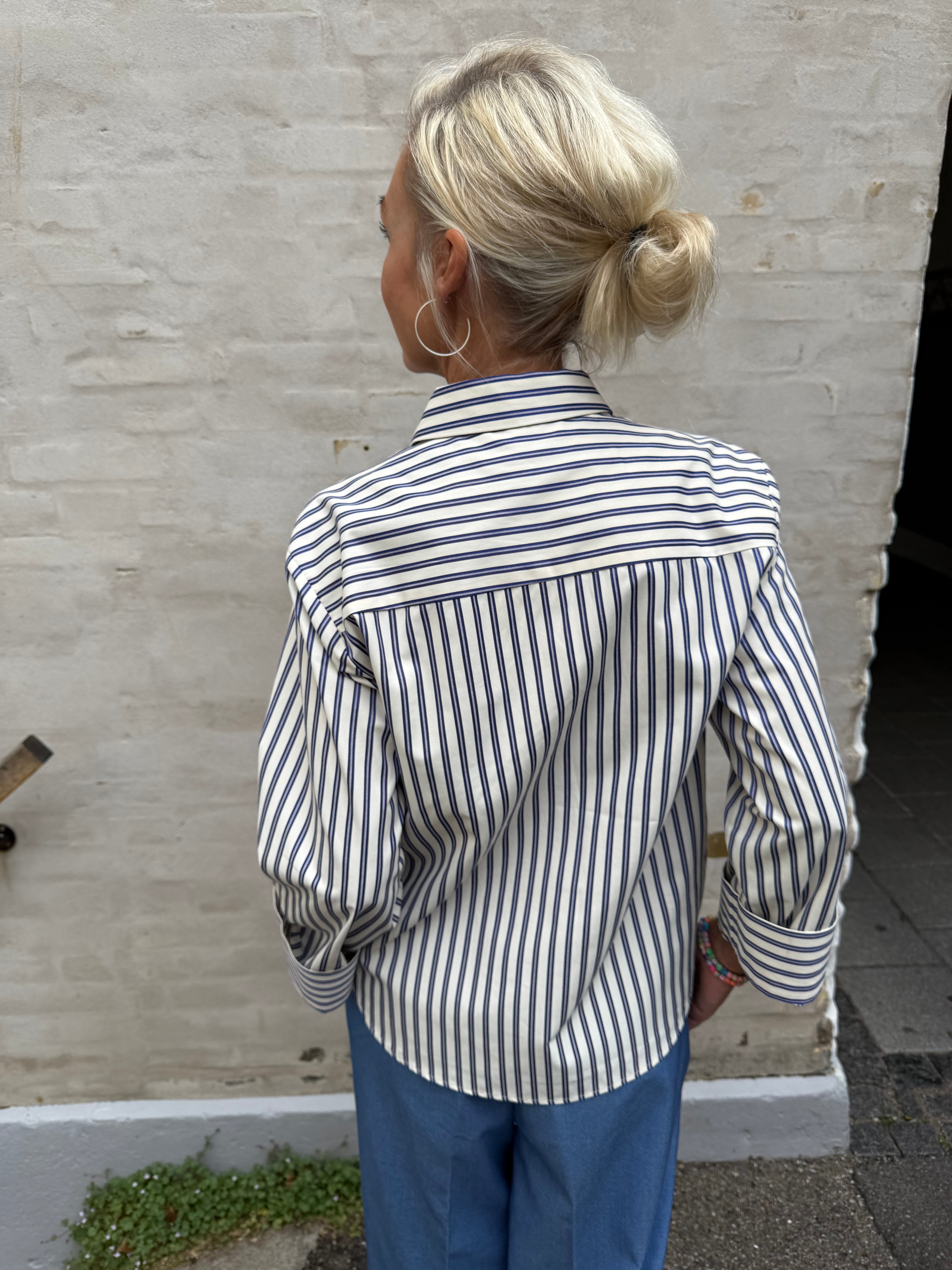 Samson Stripe Frill Shirt - Navy