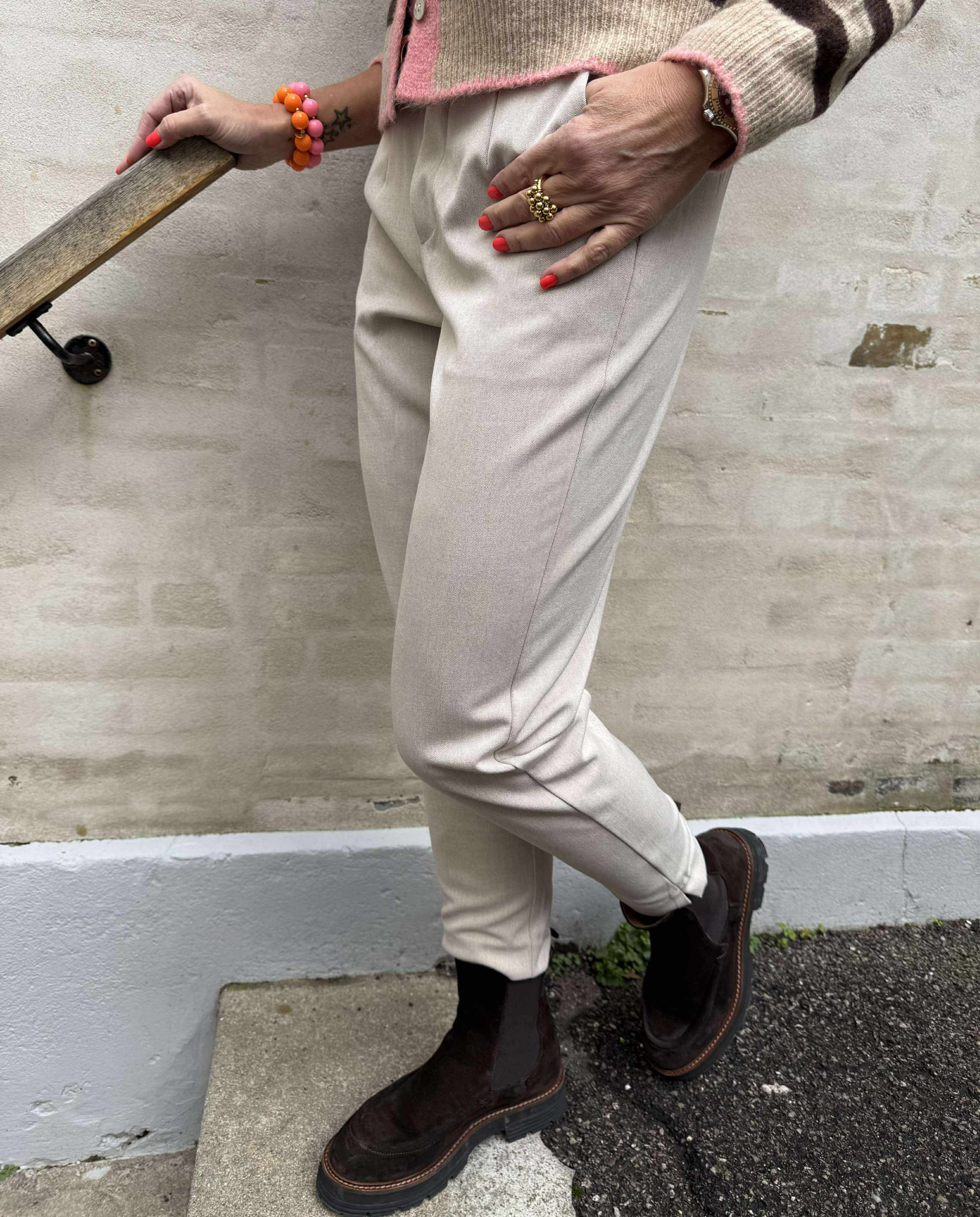 Lisa Slim Pant - Humus Melange