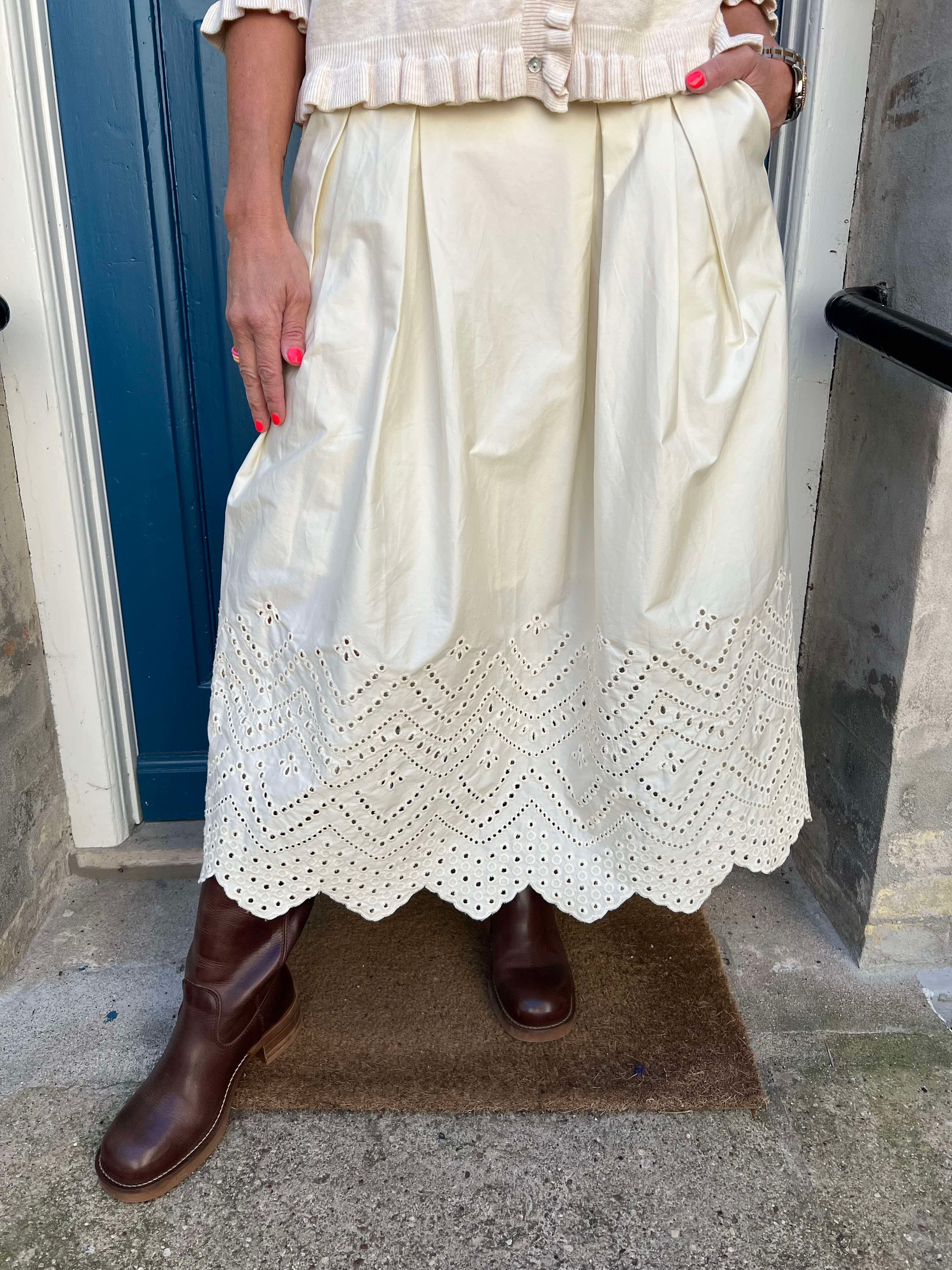 Poppy Anglaise Skirt Bone