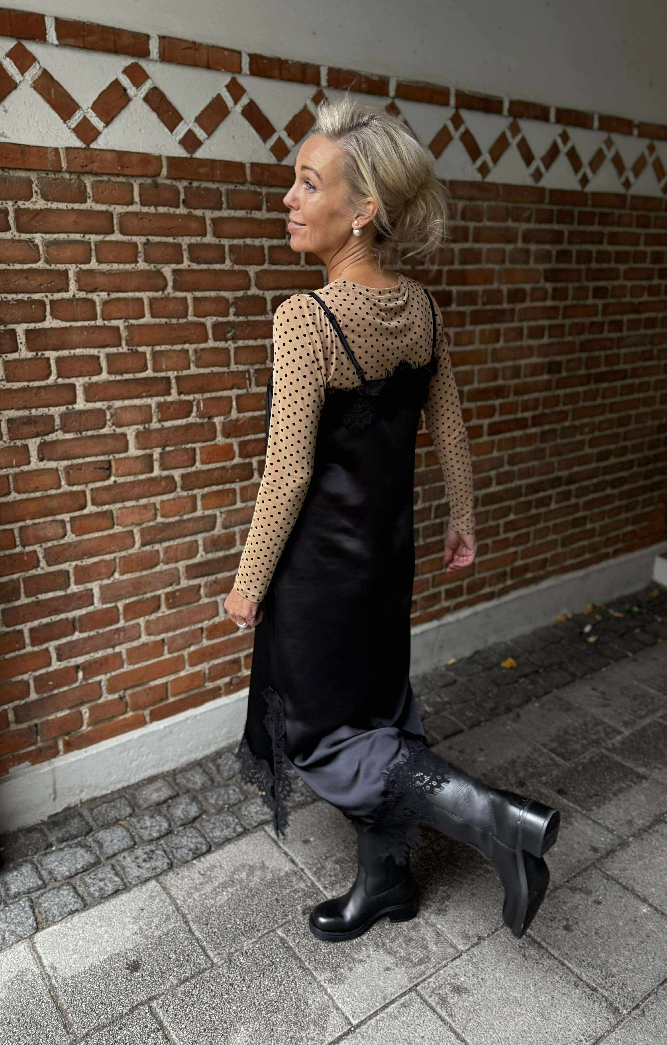 Evie Lace Strap Dress - Black