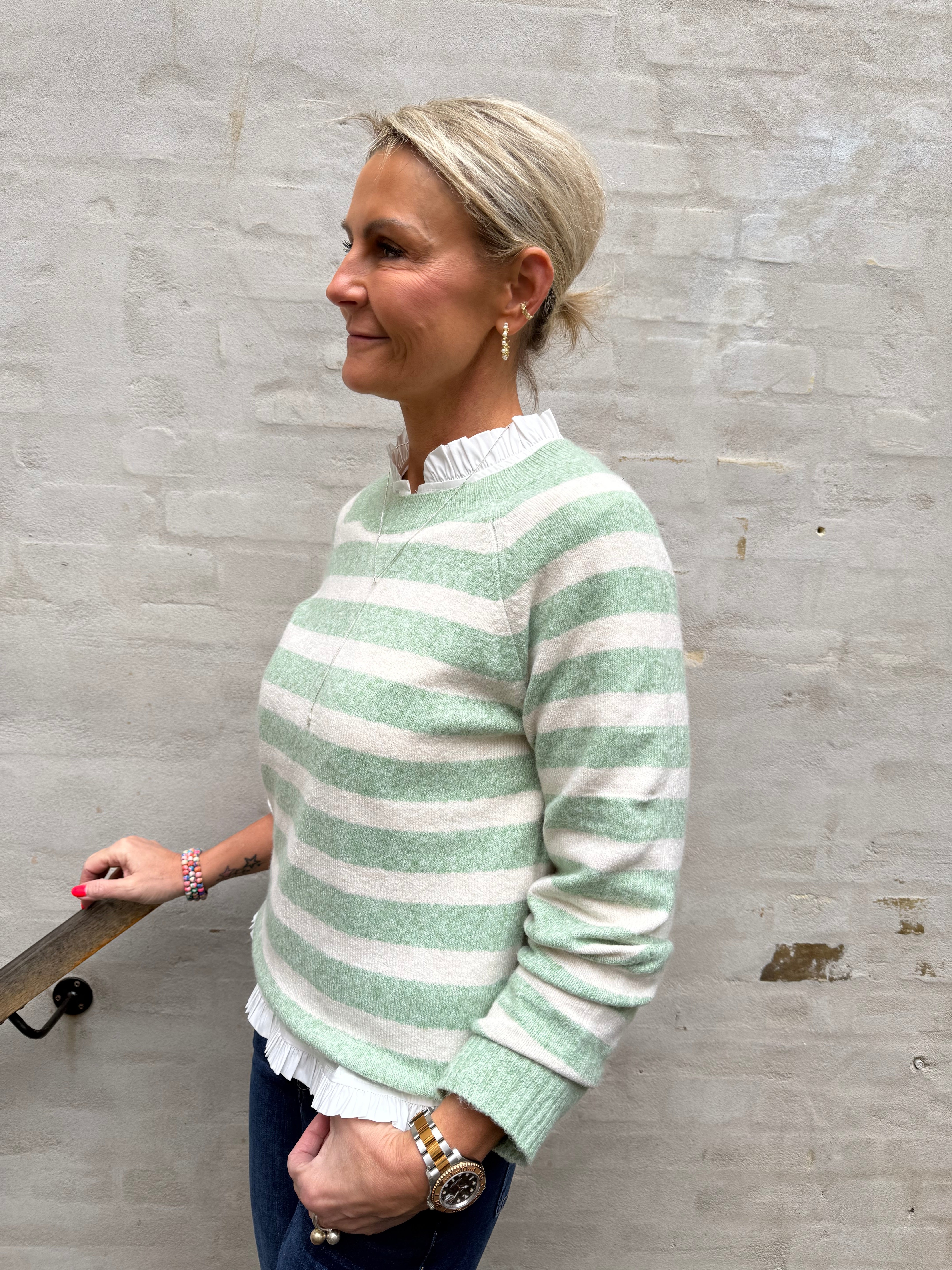 DOFFY O-NECK BLOUSE - Mistletoe/Birch