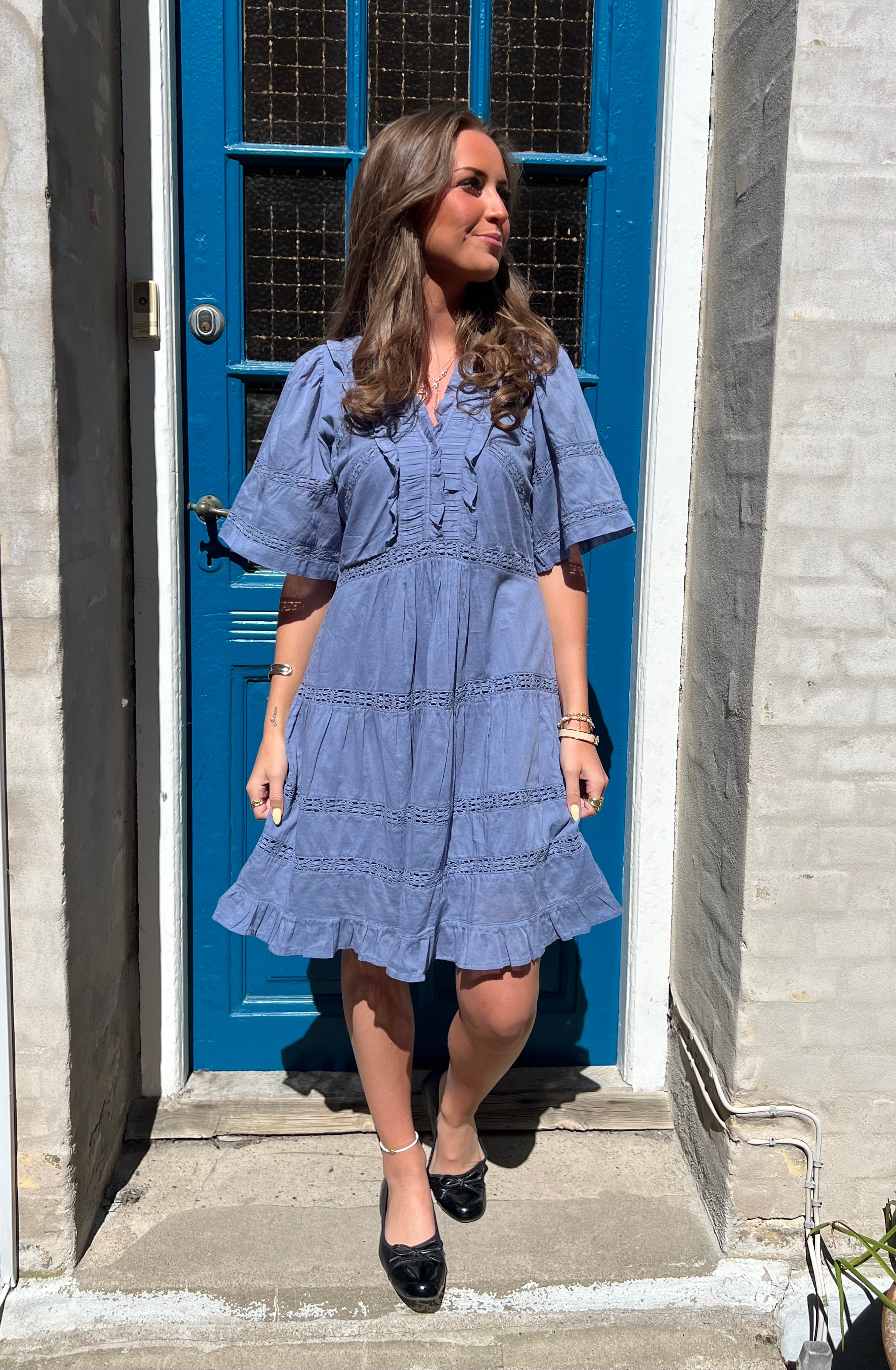 Milene Voile Dress - Smoke Blue