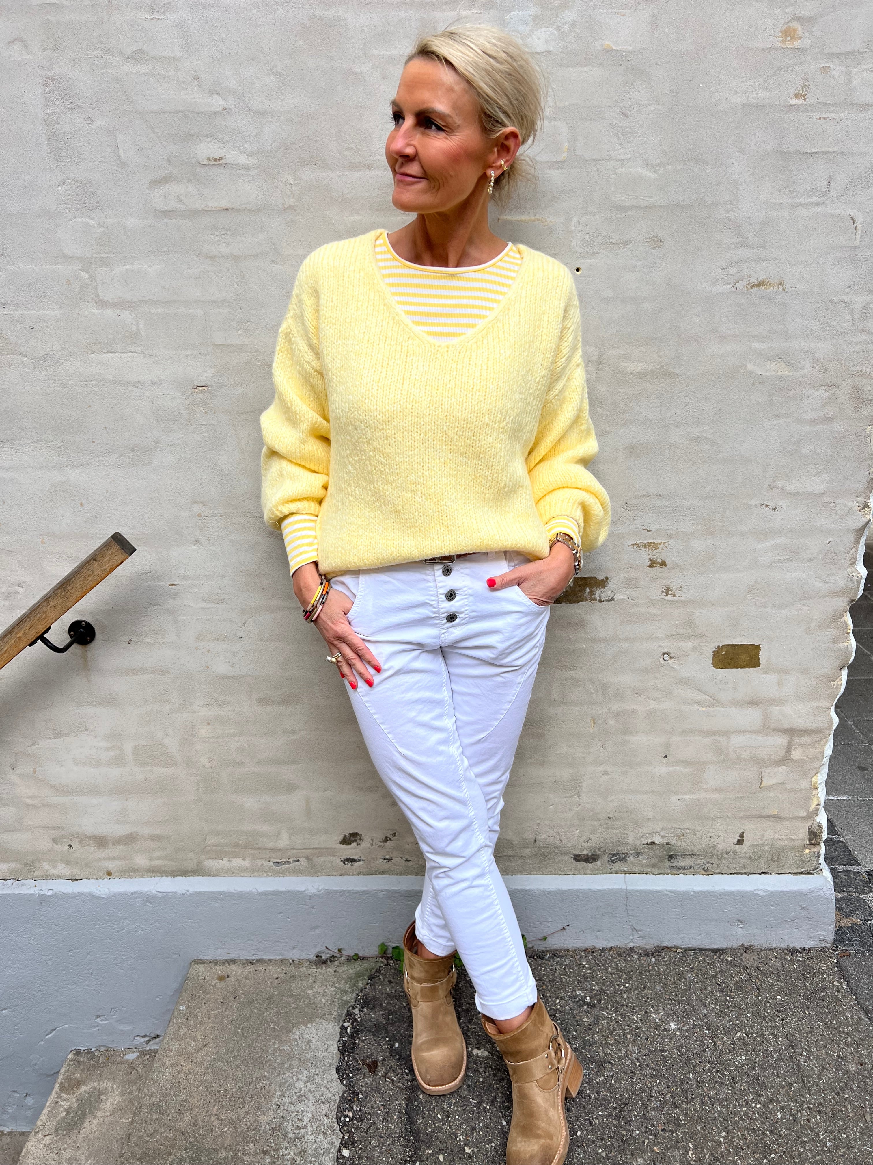 Dinea L/S reversible pullover knit pastel yellow