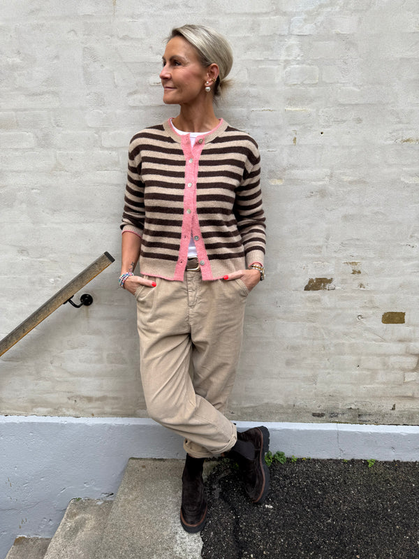 Nayse Cardigan - Mocca stripe