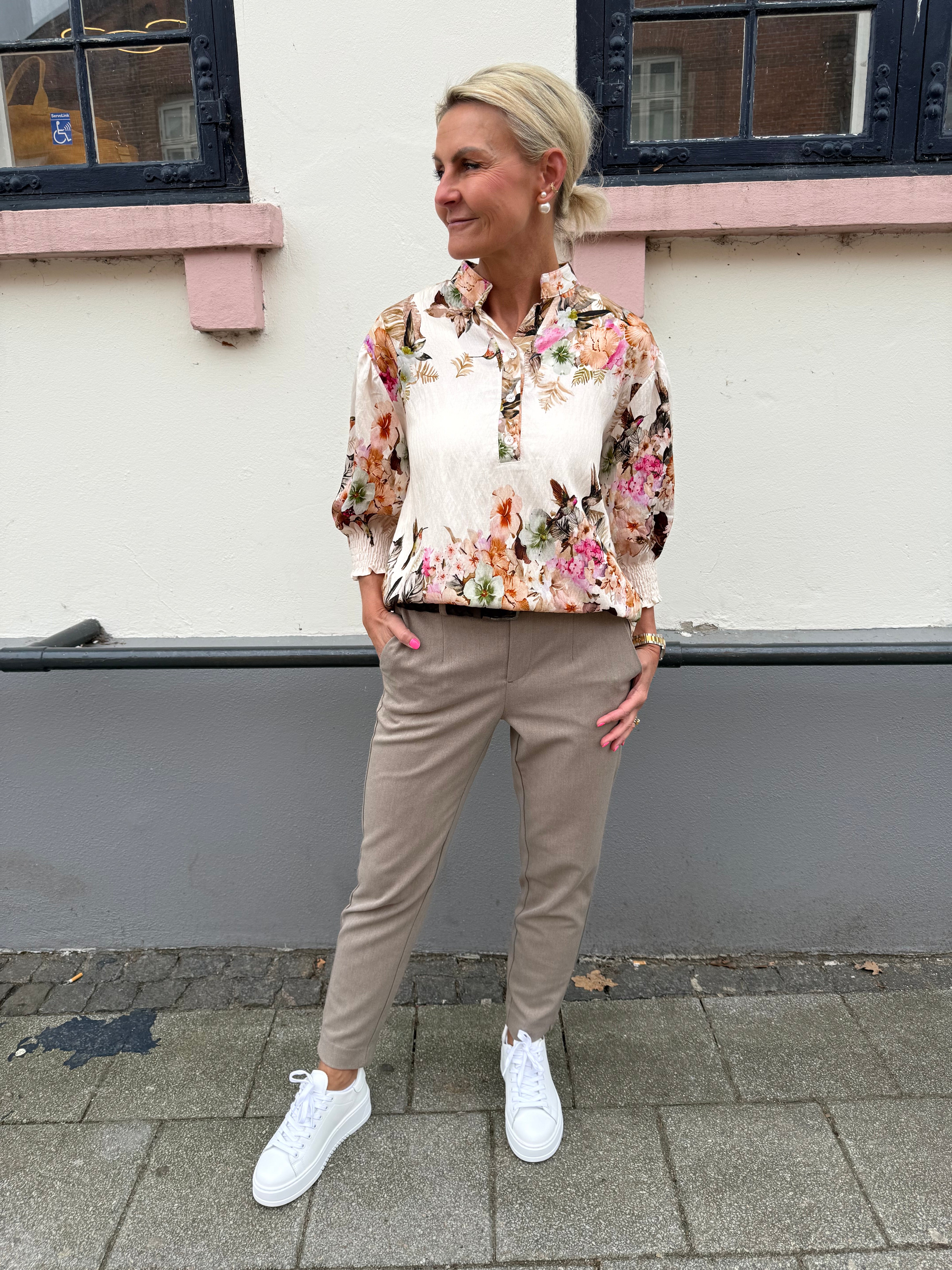 LISA SLIM Byxor - Fossil/Melange