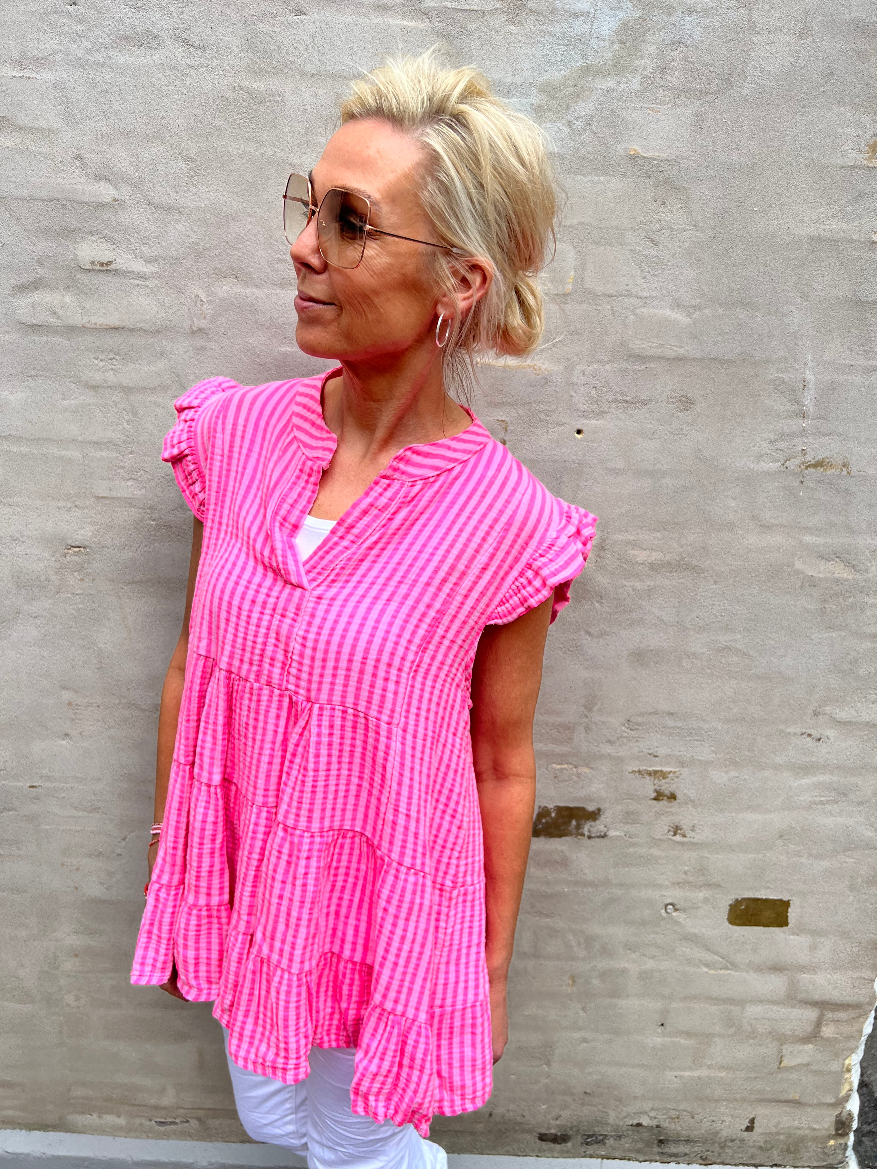 Dolly top strib pink