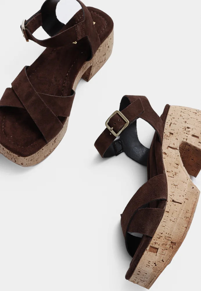 Elvira sandal - Suede Espresso