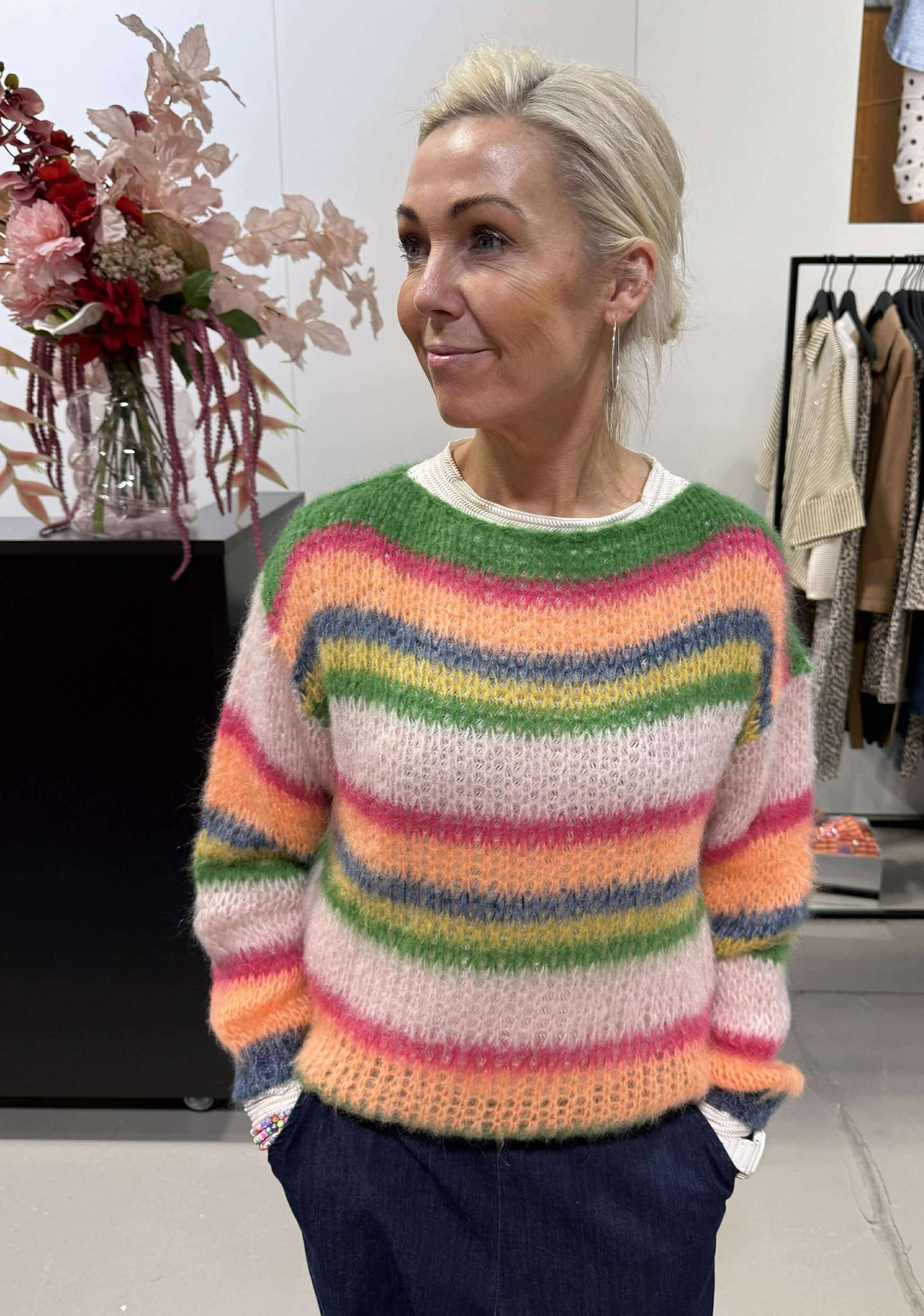 ANNA multi striped jumper - Orange Multi