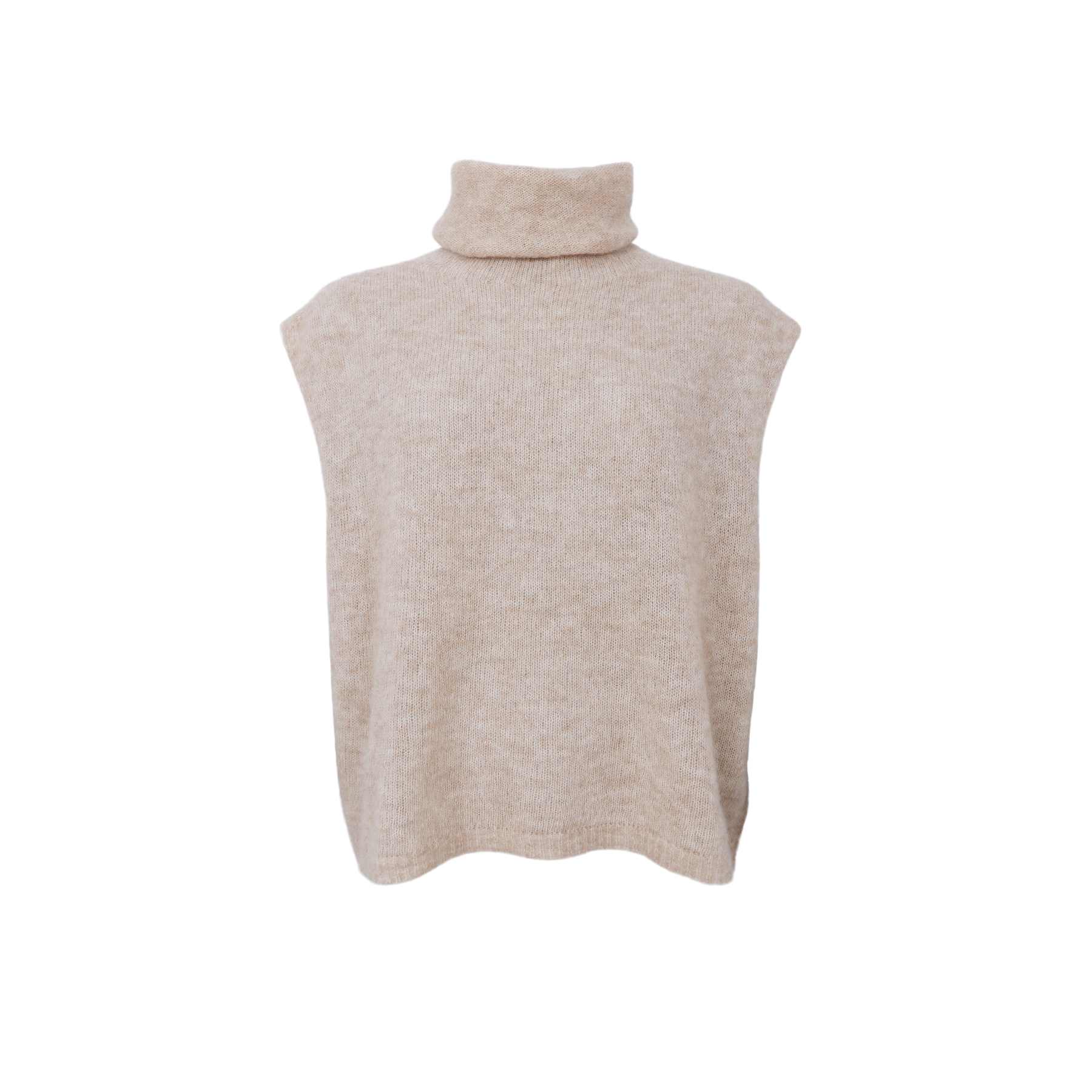 DELL roll neck knit vest - Natural