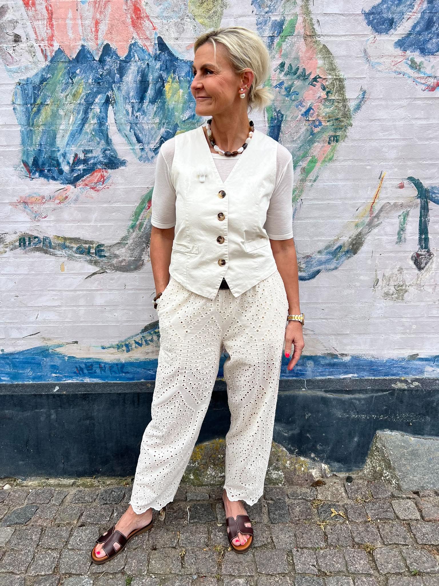 FREY barrel lace pant - Creme