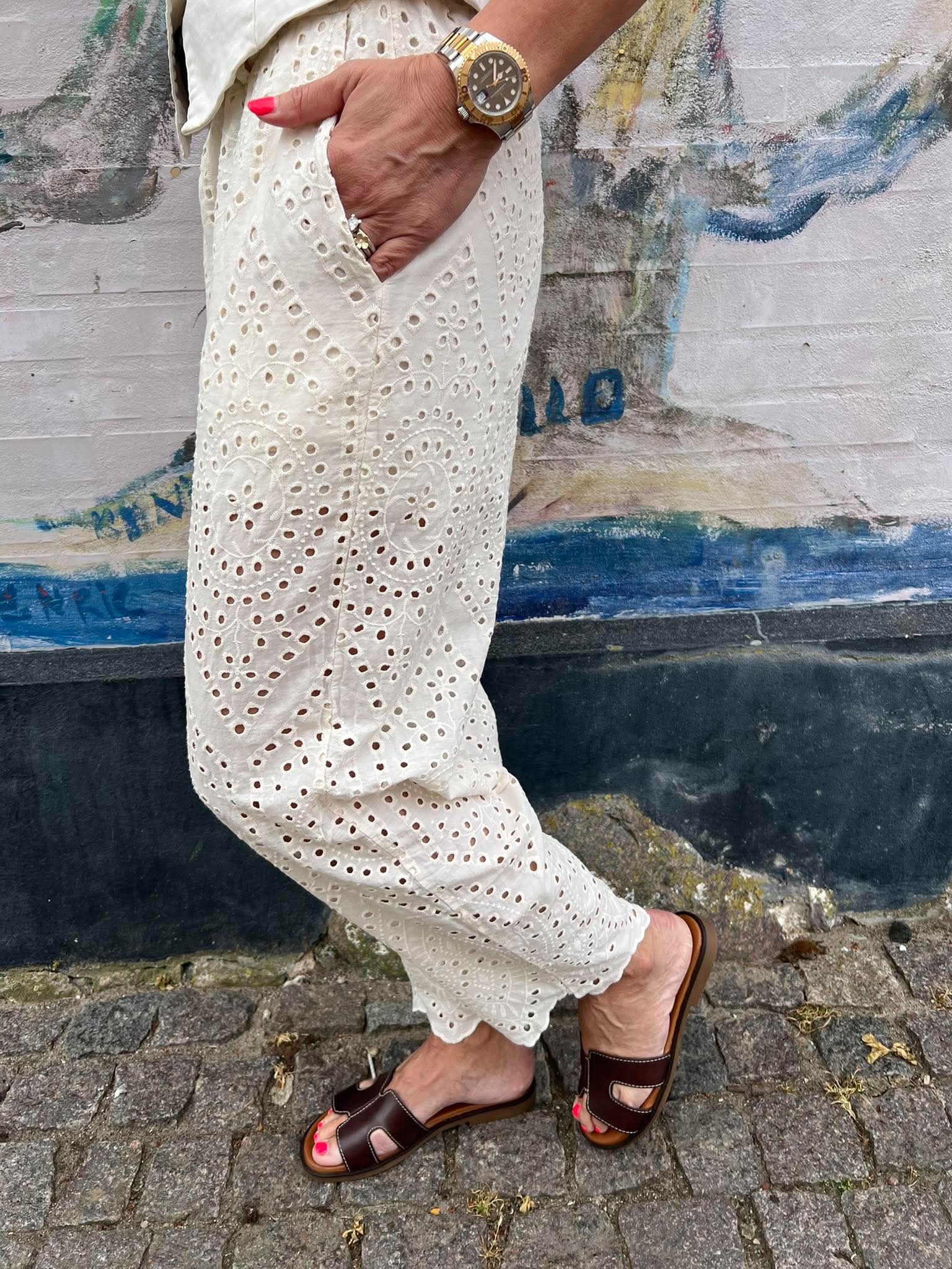 FREY barrel lace pant - Creme