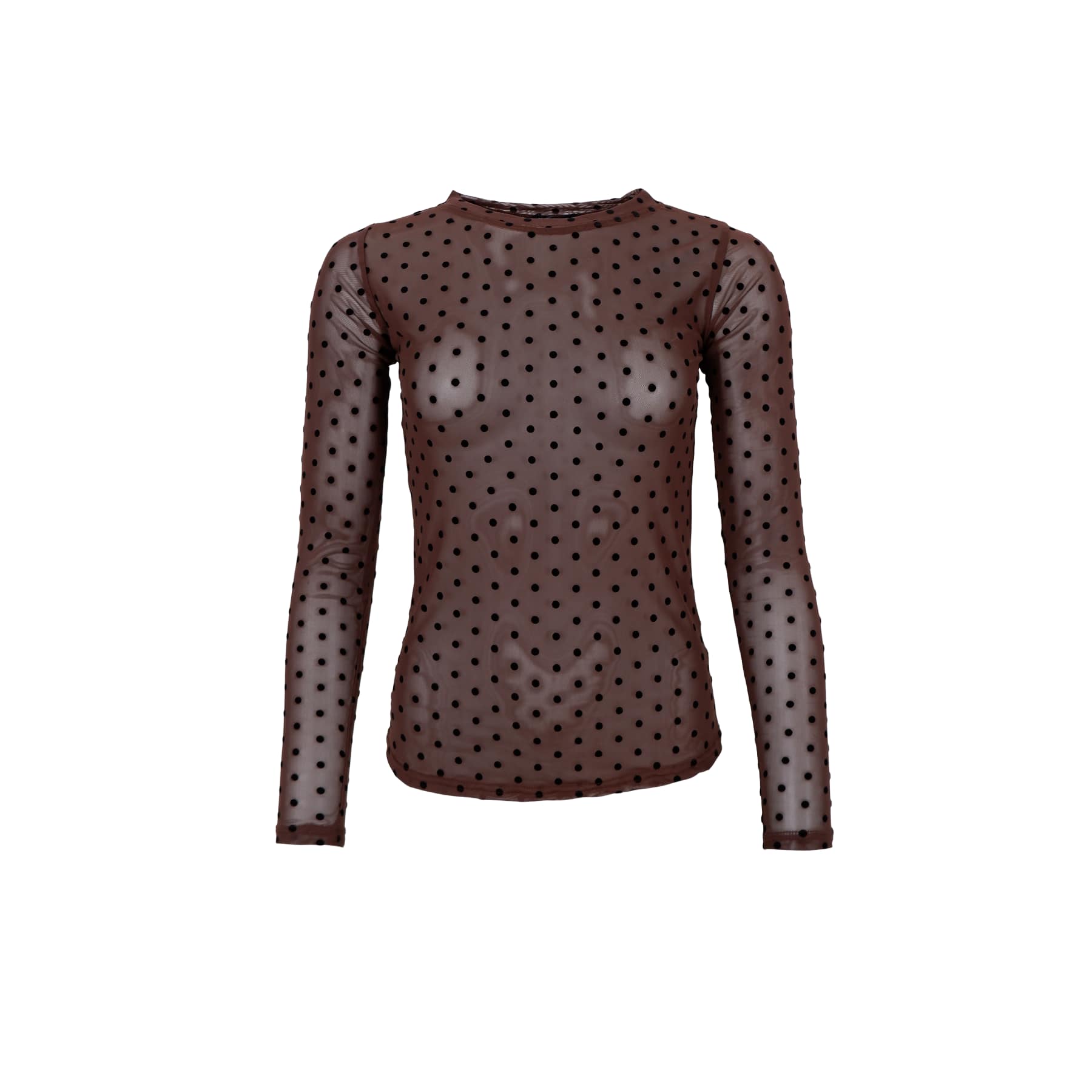 JENNIE dotted mesh blouse - Coffee