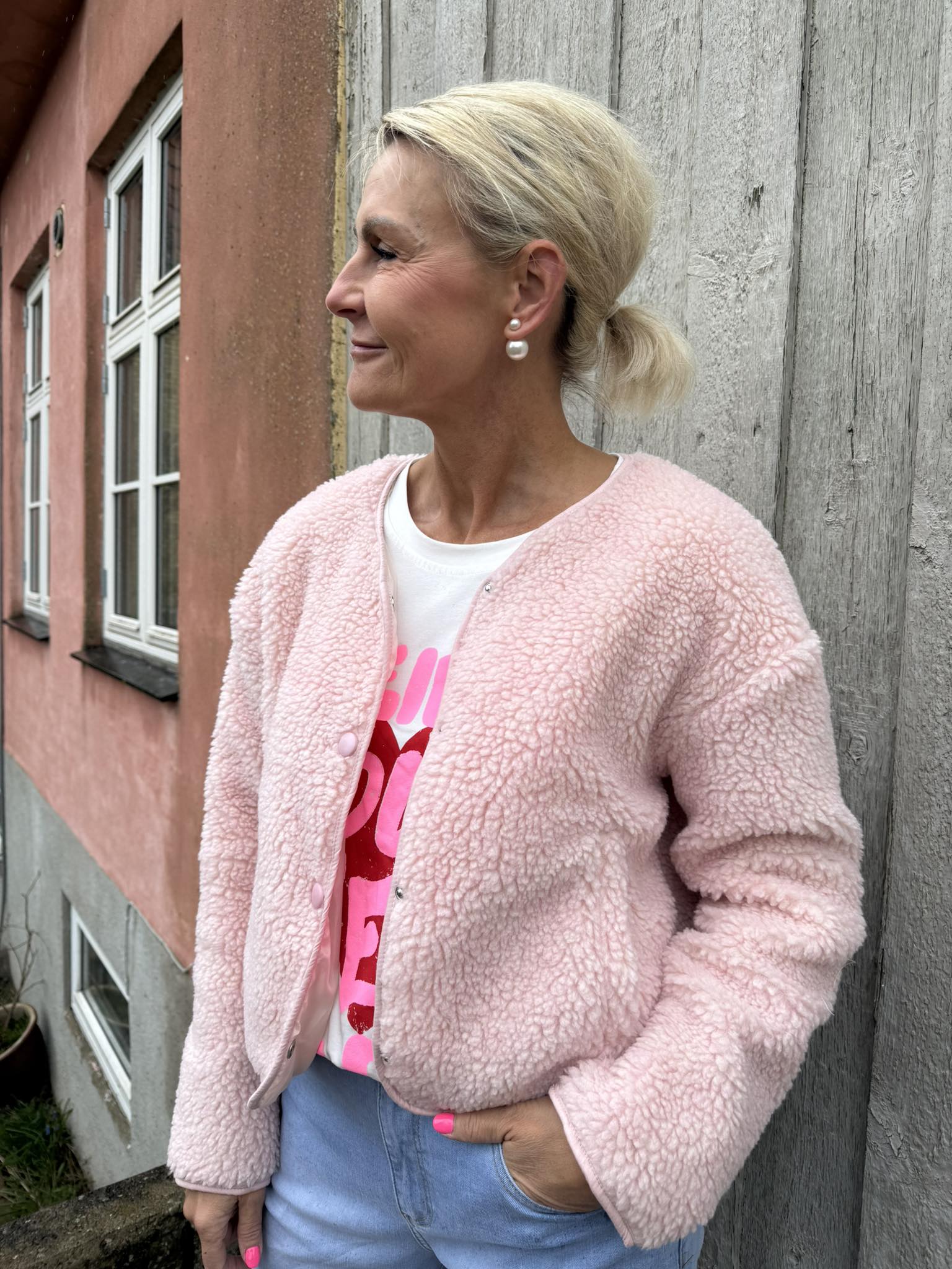 Good Vibes Teddy Jacket - Rose