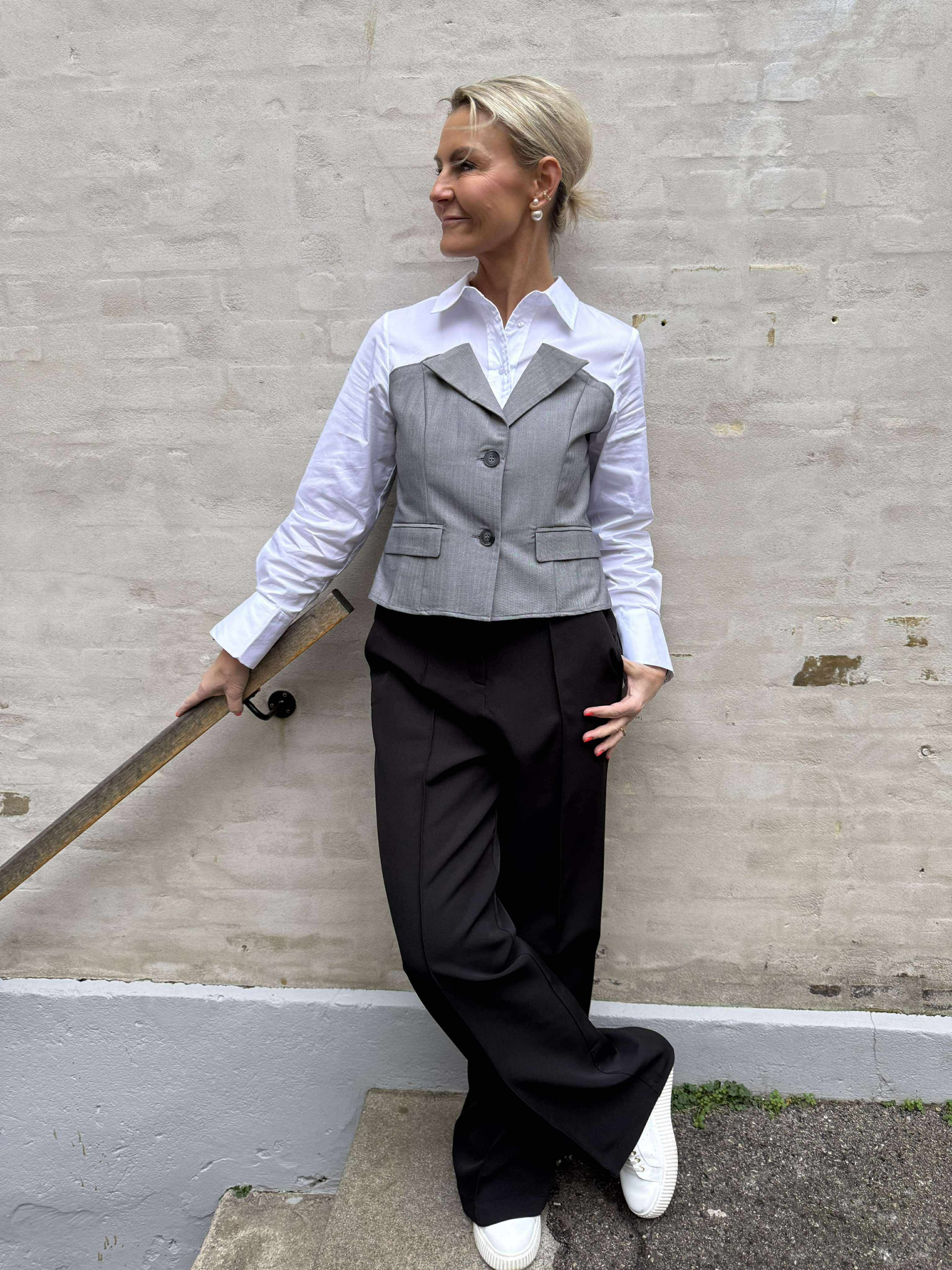 PollyCC Corsage Mix Shirt - White