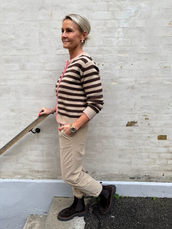 Nayse Cardigan - Mocca stripe