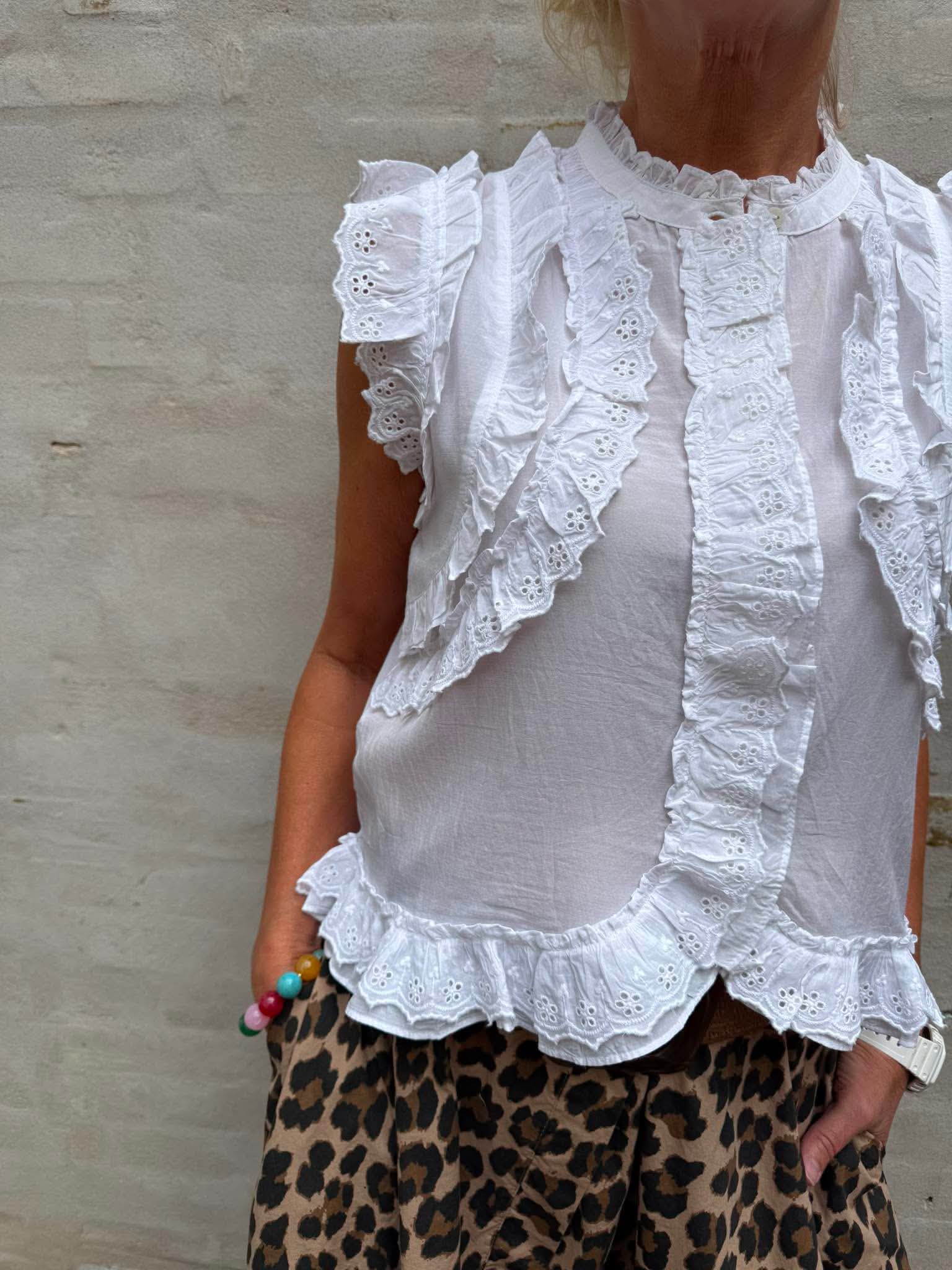 Celia Ruffle Top - White