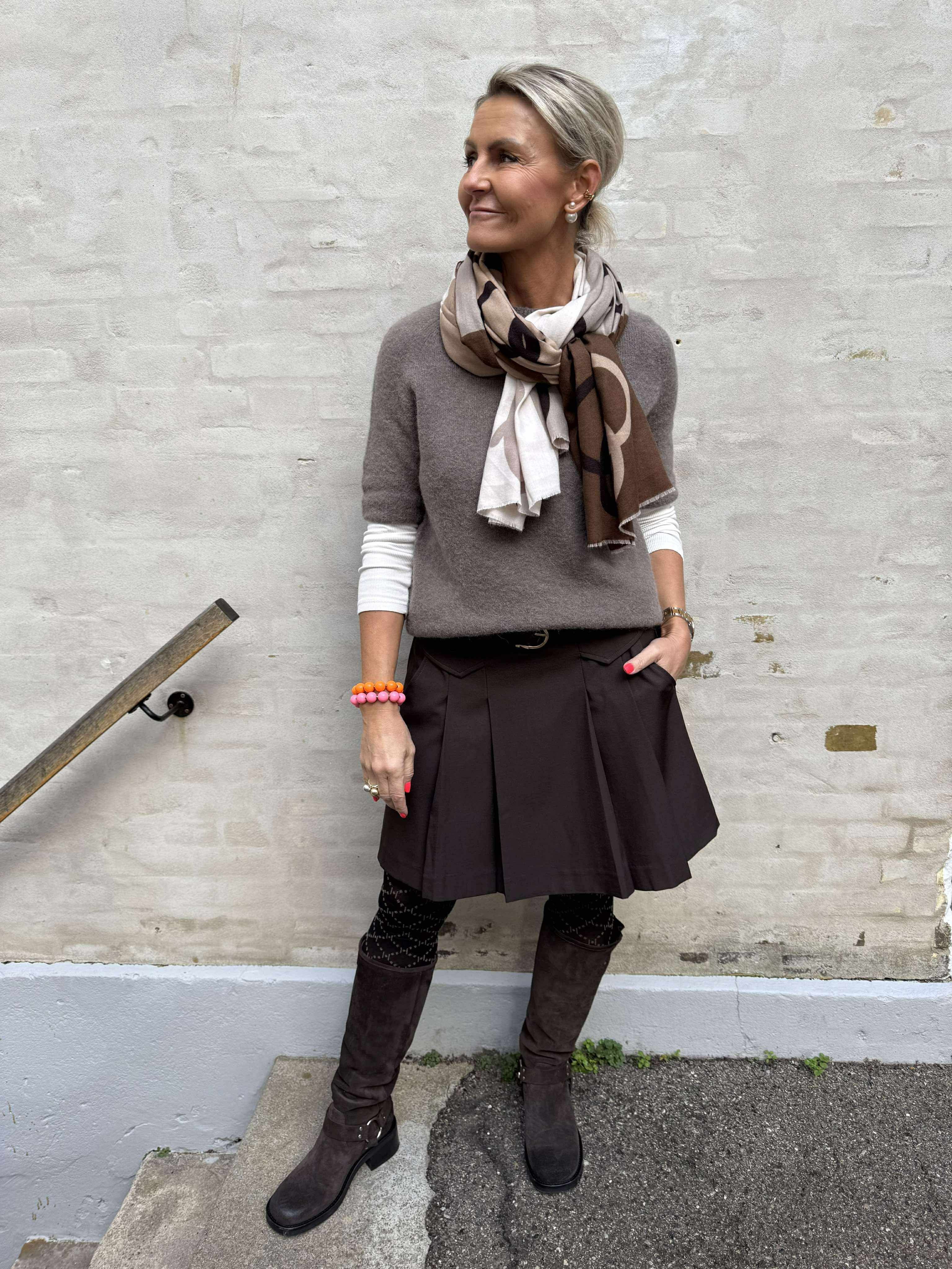 LunaCC Pocket Pleat Mini Skirt - Dark Brown