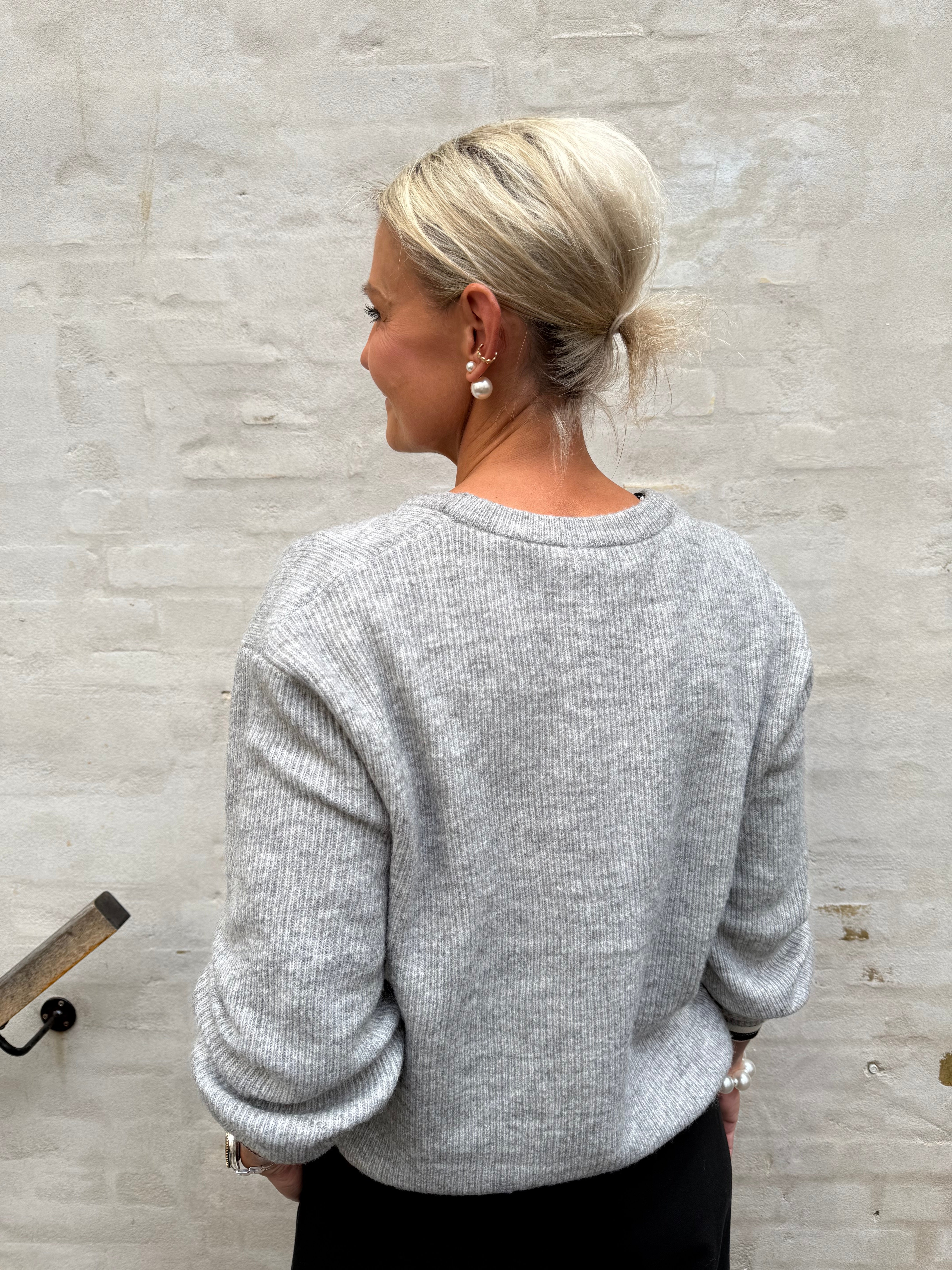 LUMI LIFE L/S BUTTON CARDIGAN - Medium Grey Melange