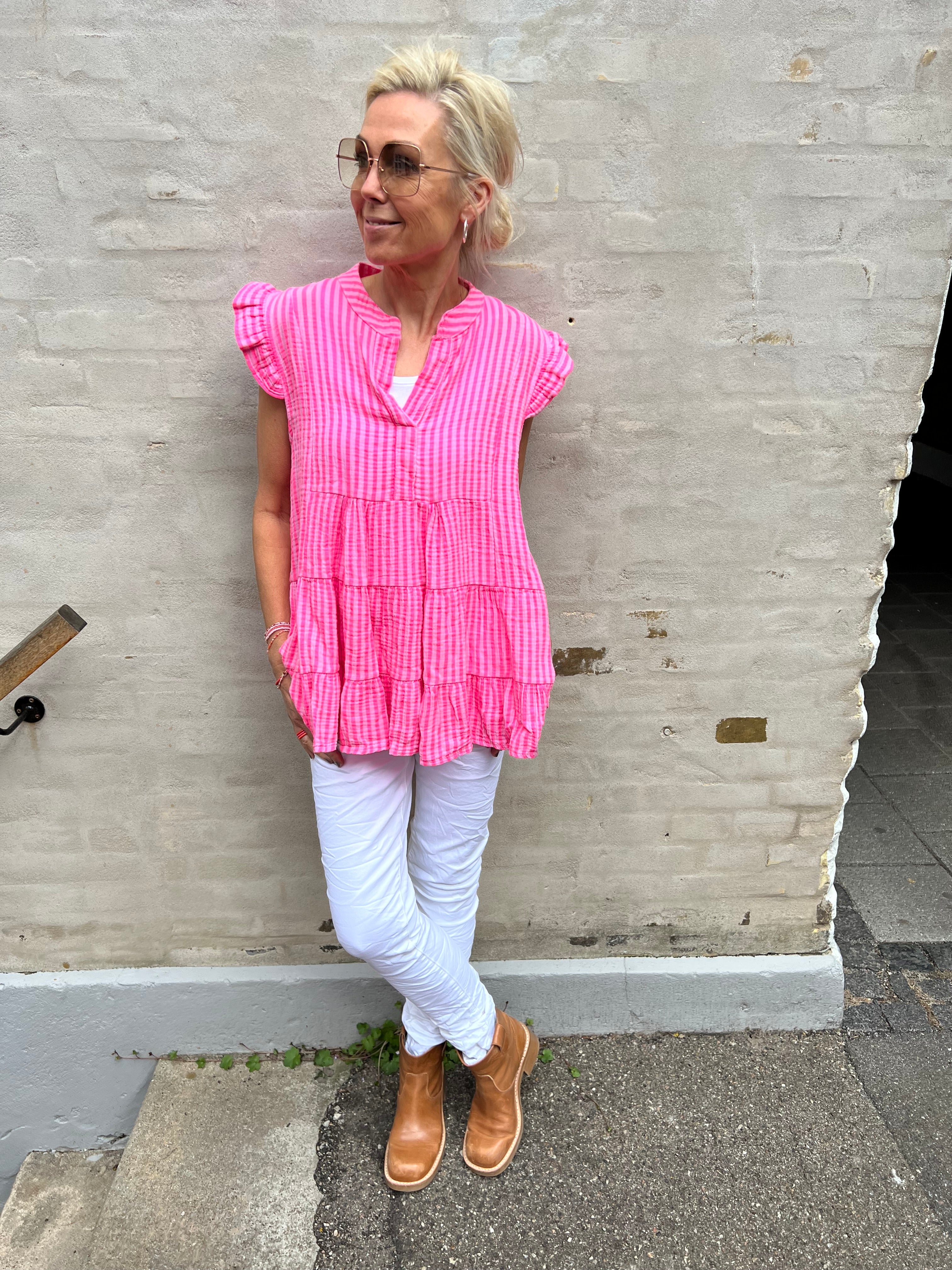 Dolly top strib pink