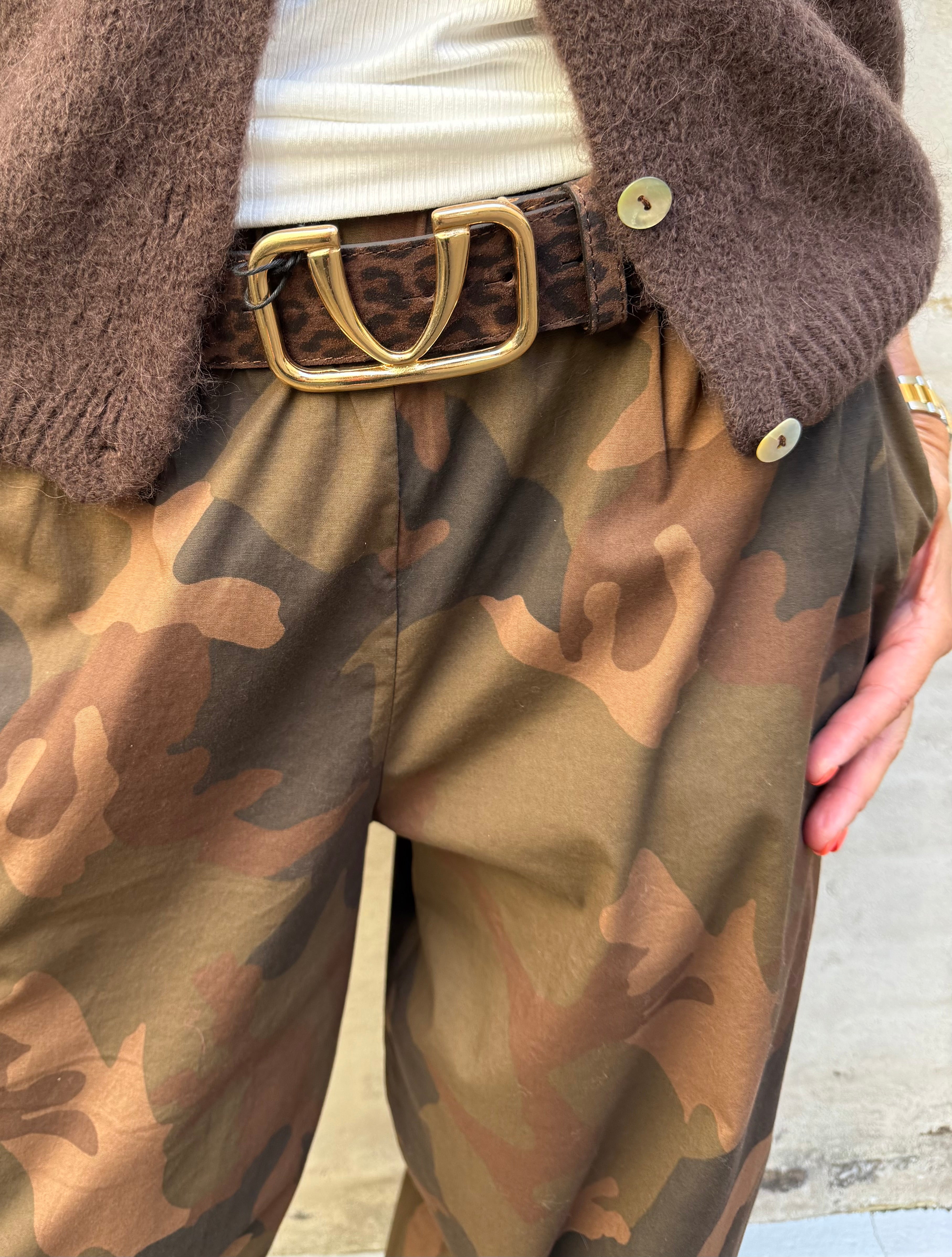 Abbie Barrel Pant - Brown Camou