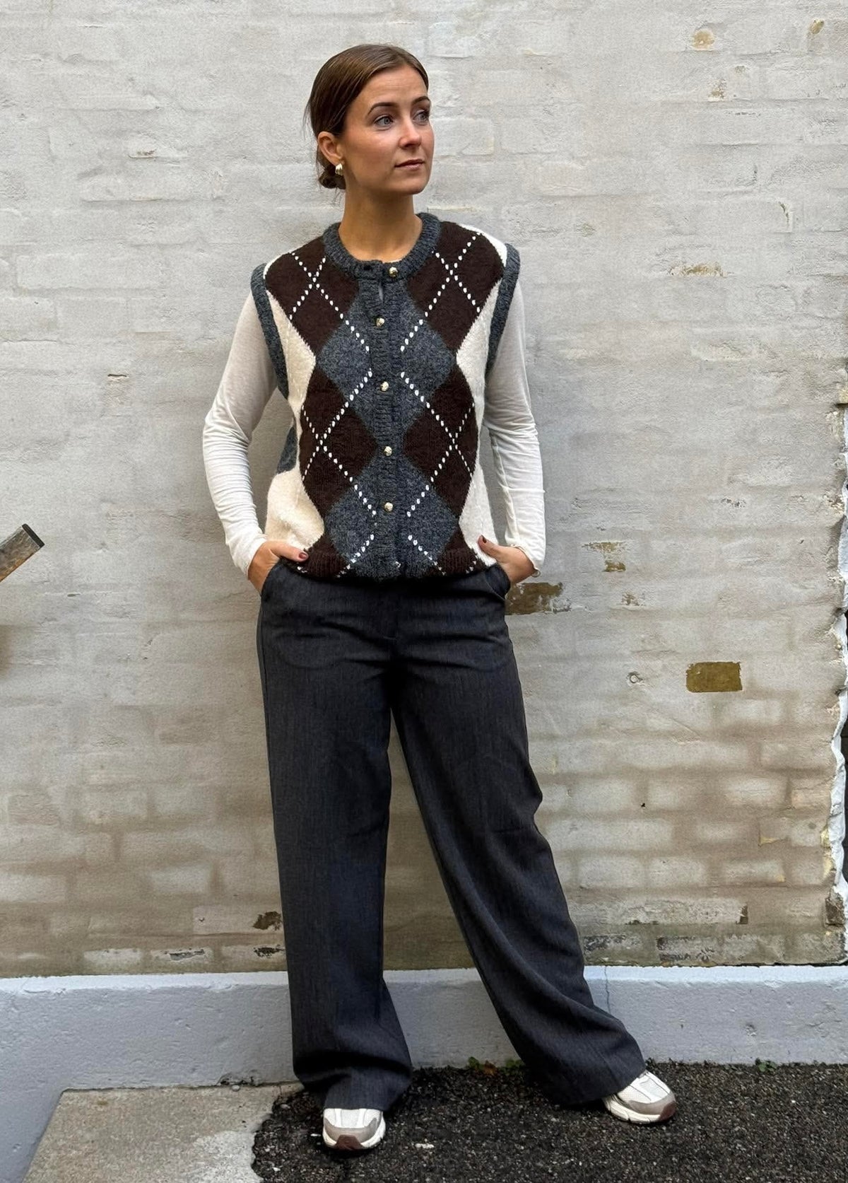 KAMMY MW WIDE PANTS - Black Melange