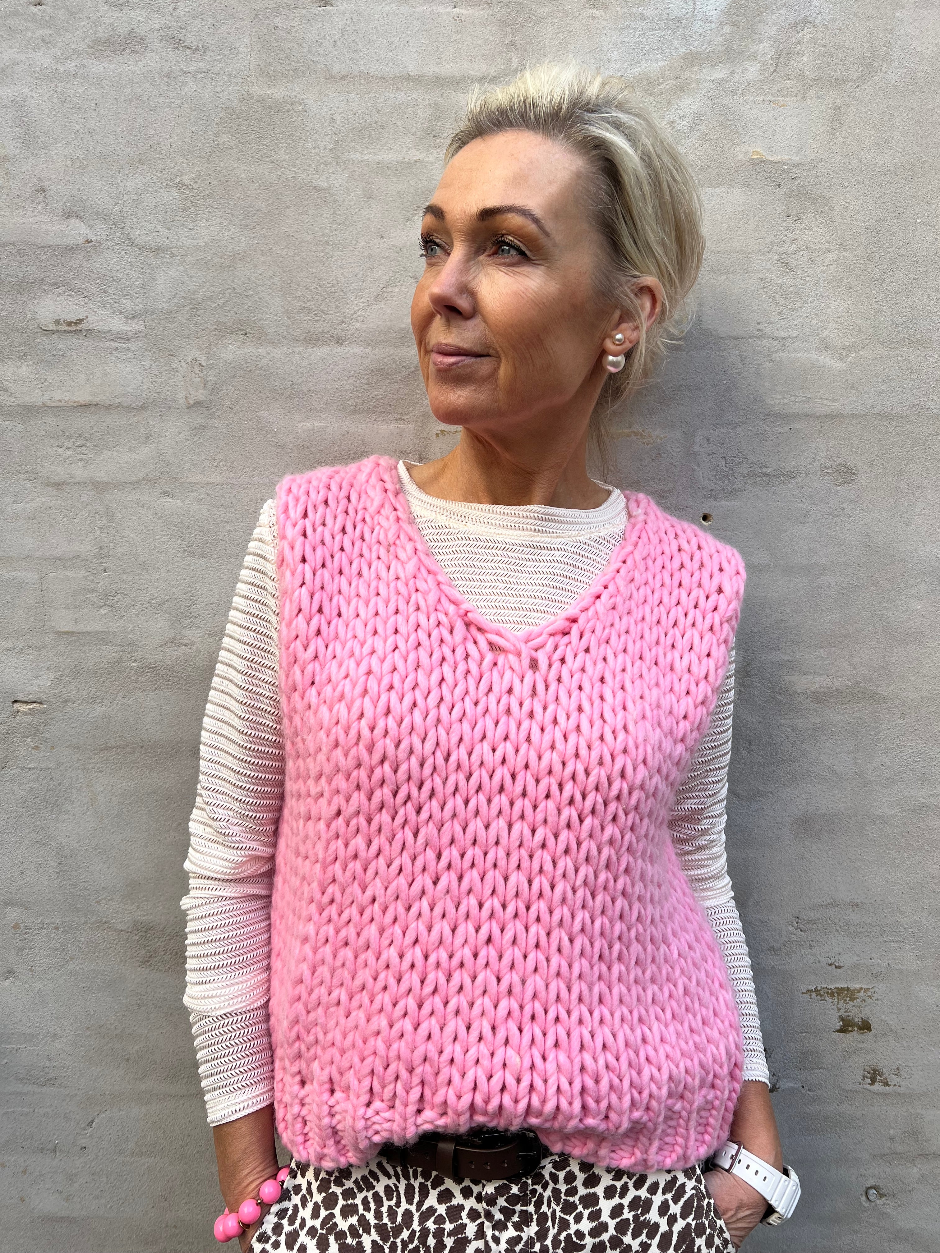Rudi Knit Vest - Baby Pink