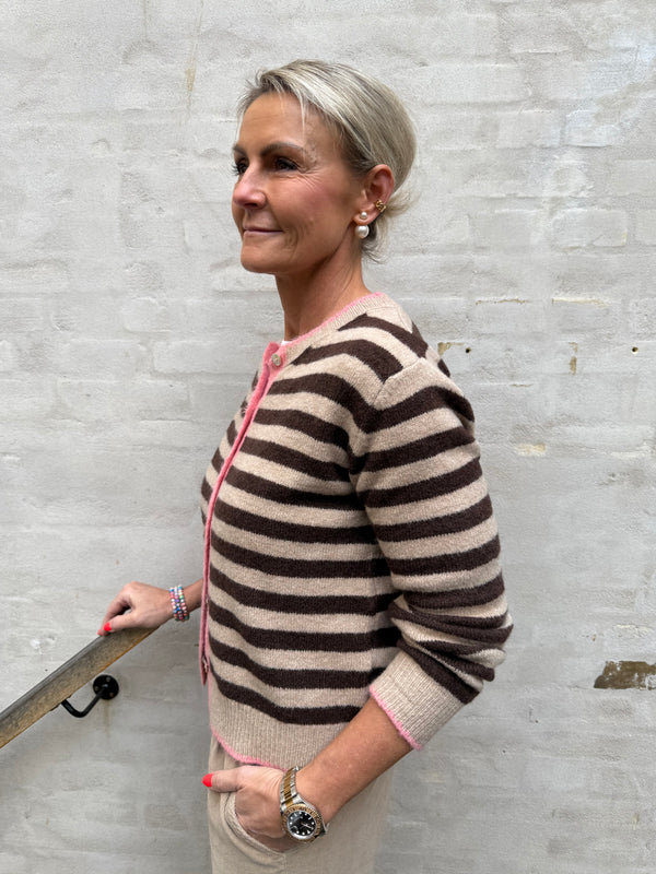 Nayse Cardigan - Mocca stripe