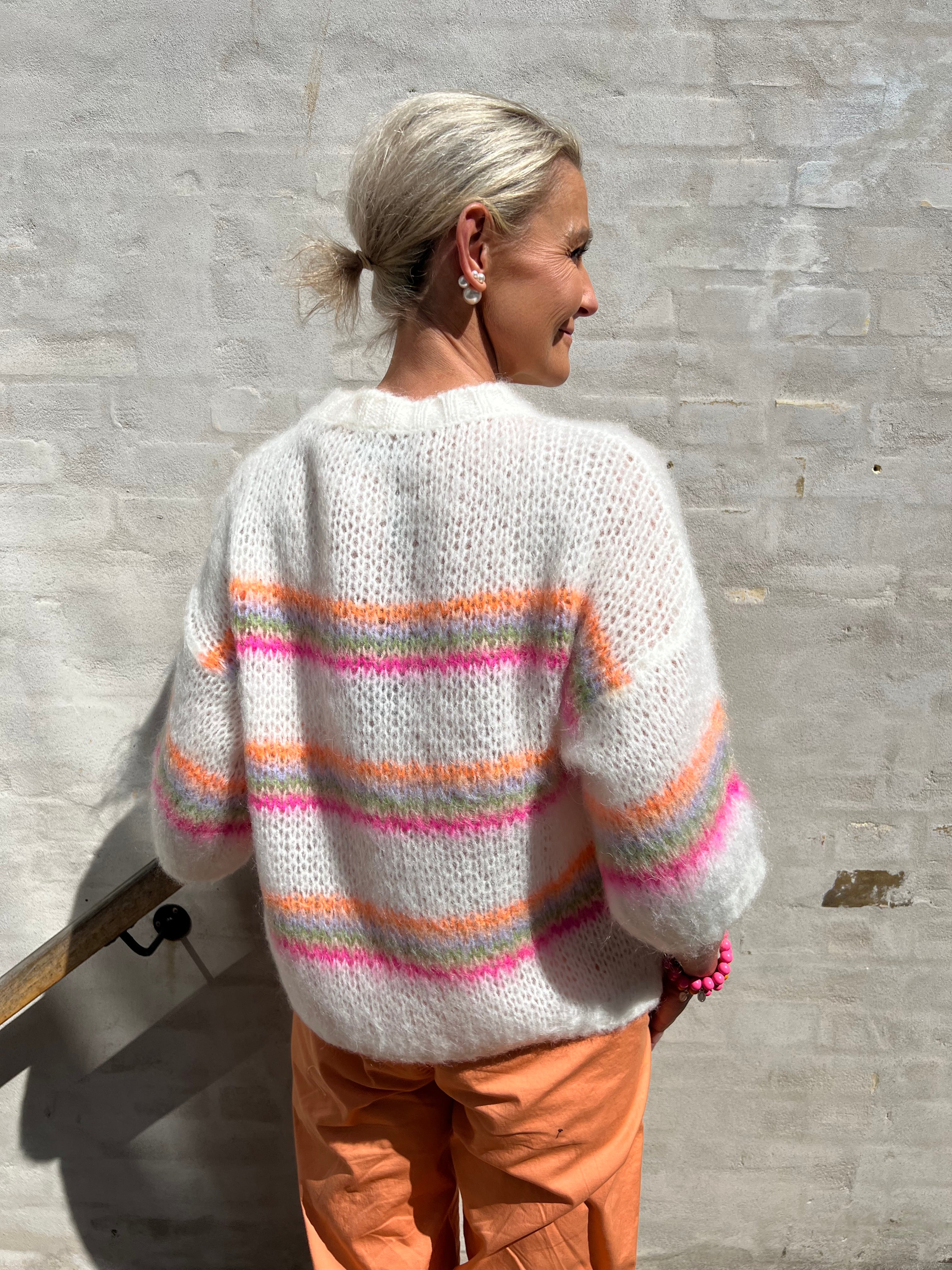 Minna striped jumper white neon