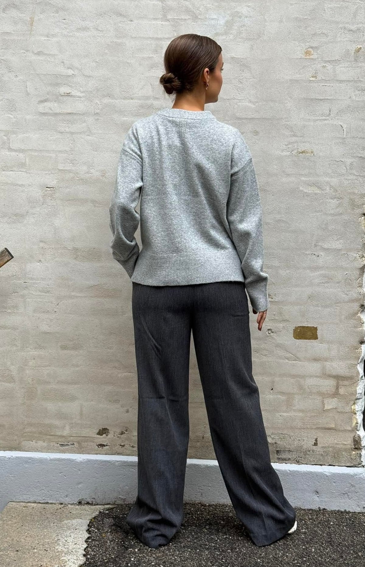 KAMMY MW WIDE PANTS - Black Melange