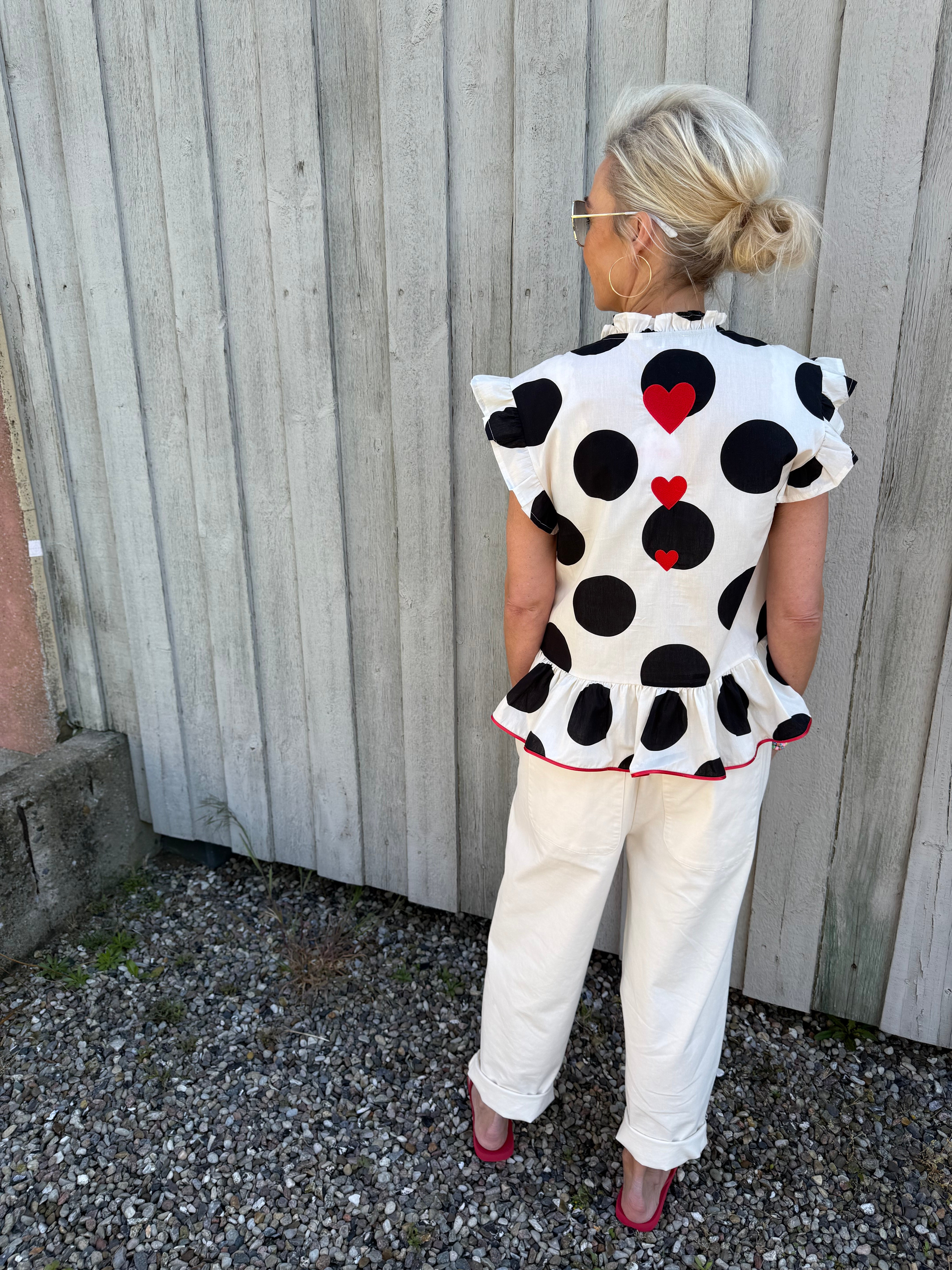 Ciamia Blouse - White/Black/Red