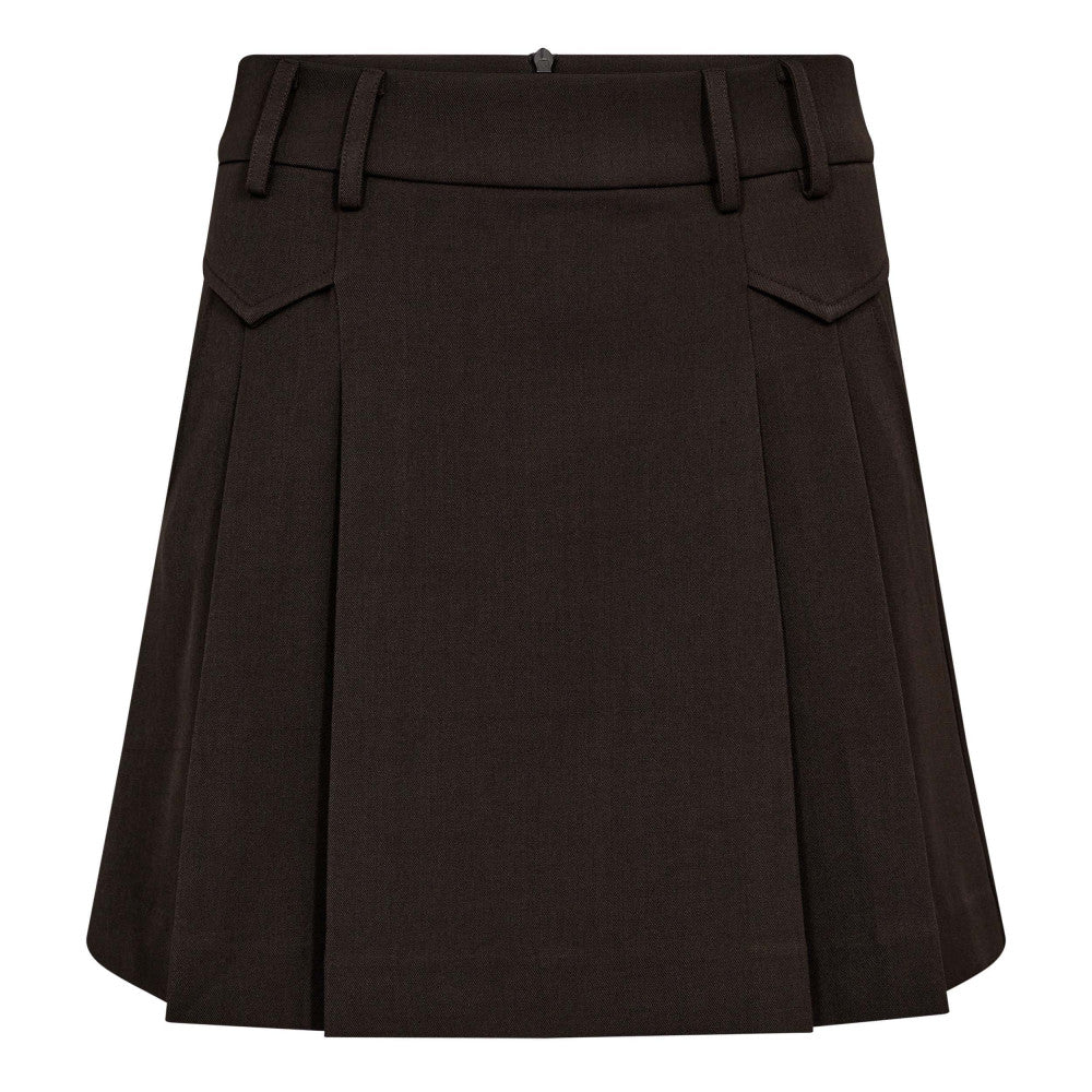 LunaCC Pocket Pleat Mini Skirt - Dark Brown